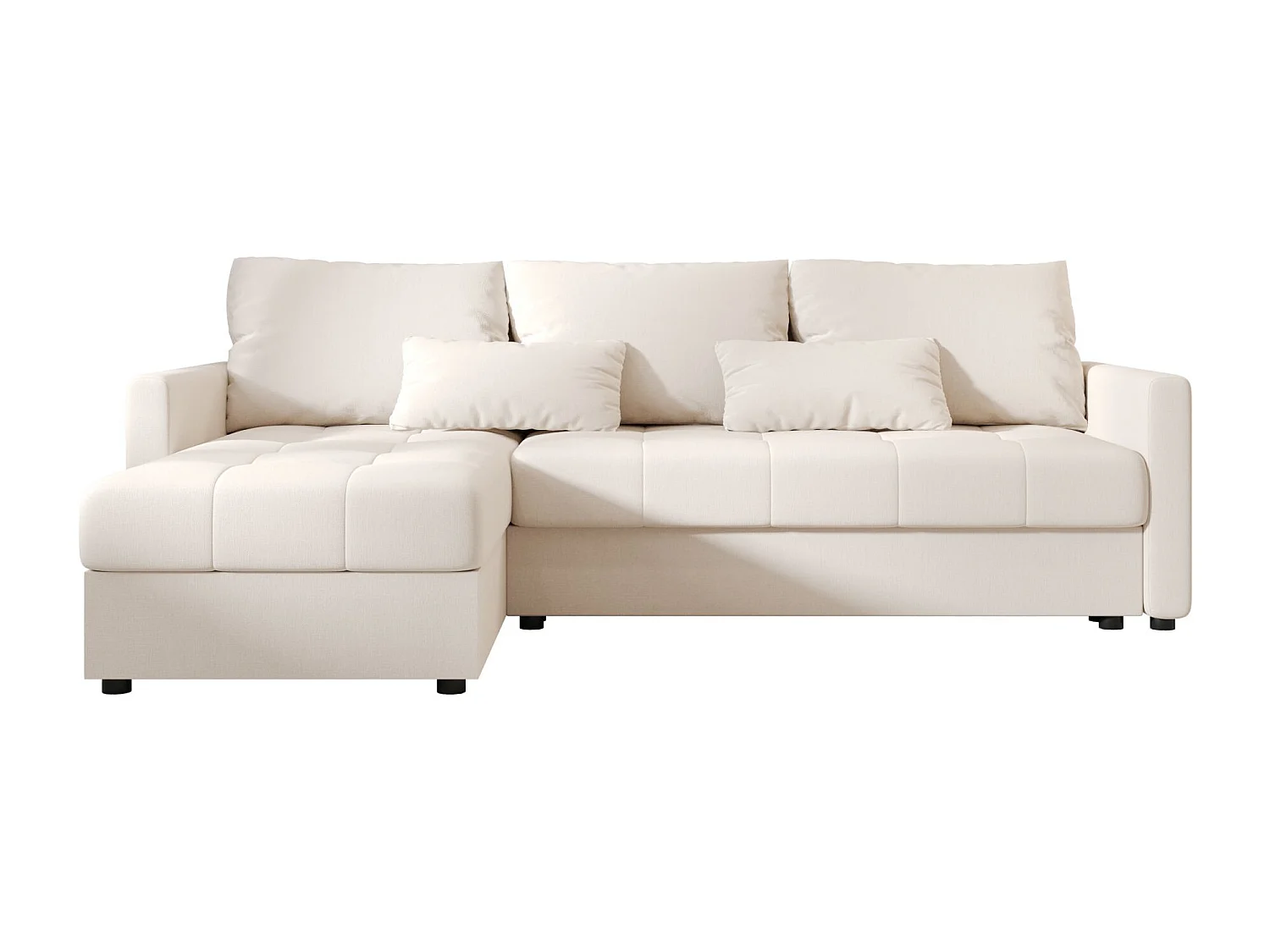 BEDANTE narożnik MOS L BIS Cosmic 10 beige gauche avec fonction de lit canapé en L avec coffre de rangement canapé de salon, canapé convertible