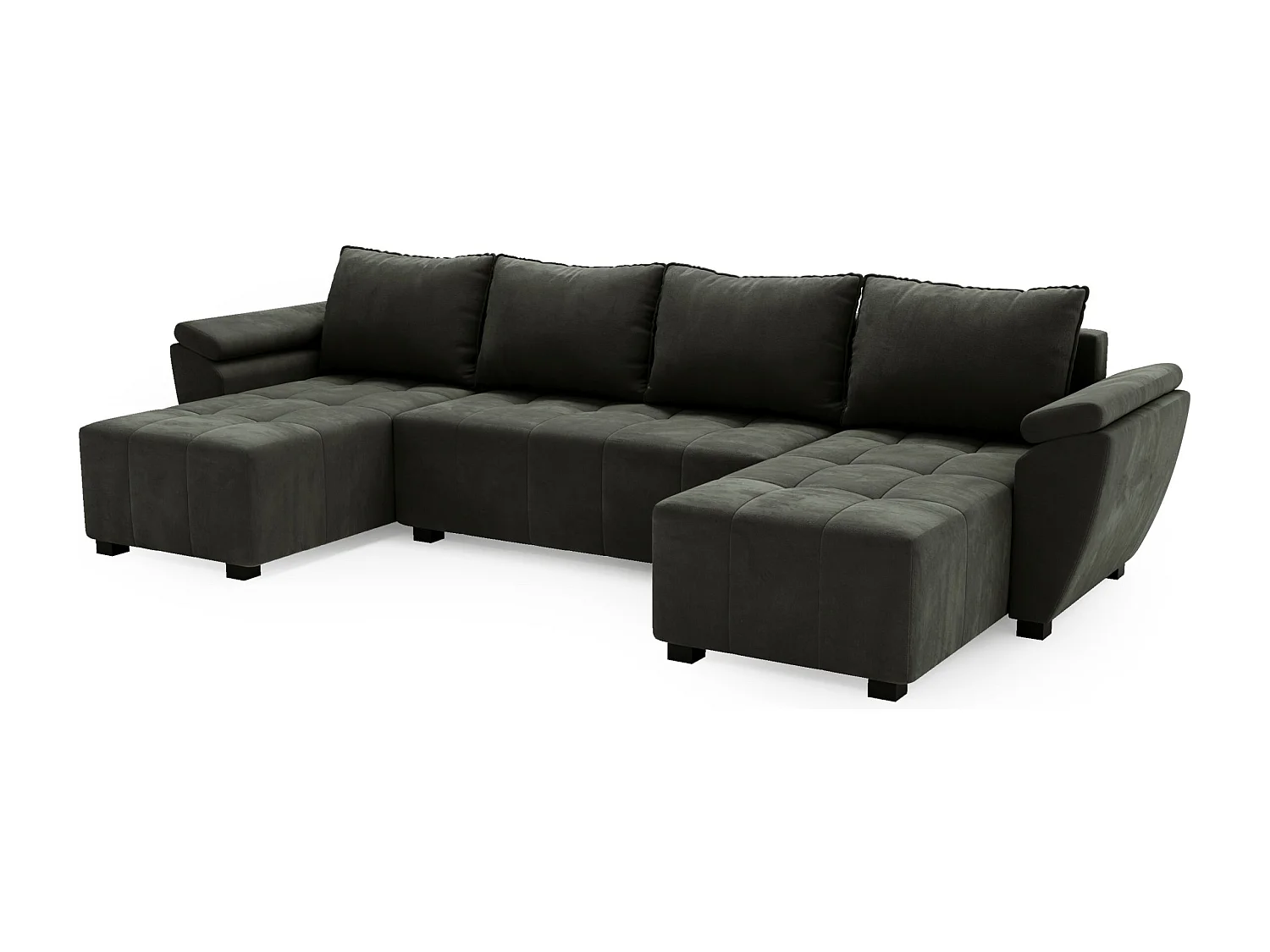 BEDANTE canapé d’angle ZEUS U Monolith 92 gris foncé avec fonction lit canapé en forme de U avec coffre de rangement canapé de salon canapé convertible