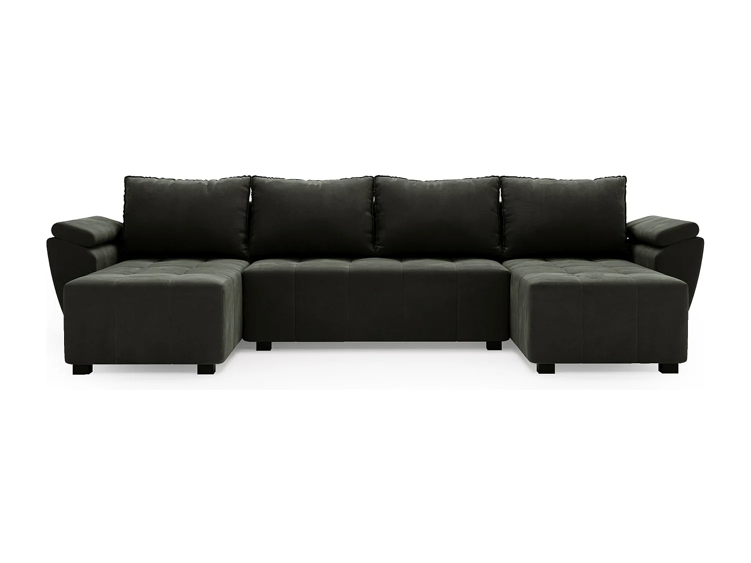 BEDANTE canapé d’angle ZEUS U Monolith 92 gris foncé avec fonction lit canapé en forme de U avec coffre de rangement canapé de salon canapé convertible