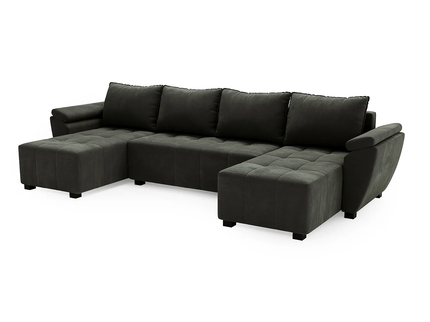 Canapé d'angle convertible 5 places en tissu gris foncé