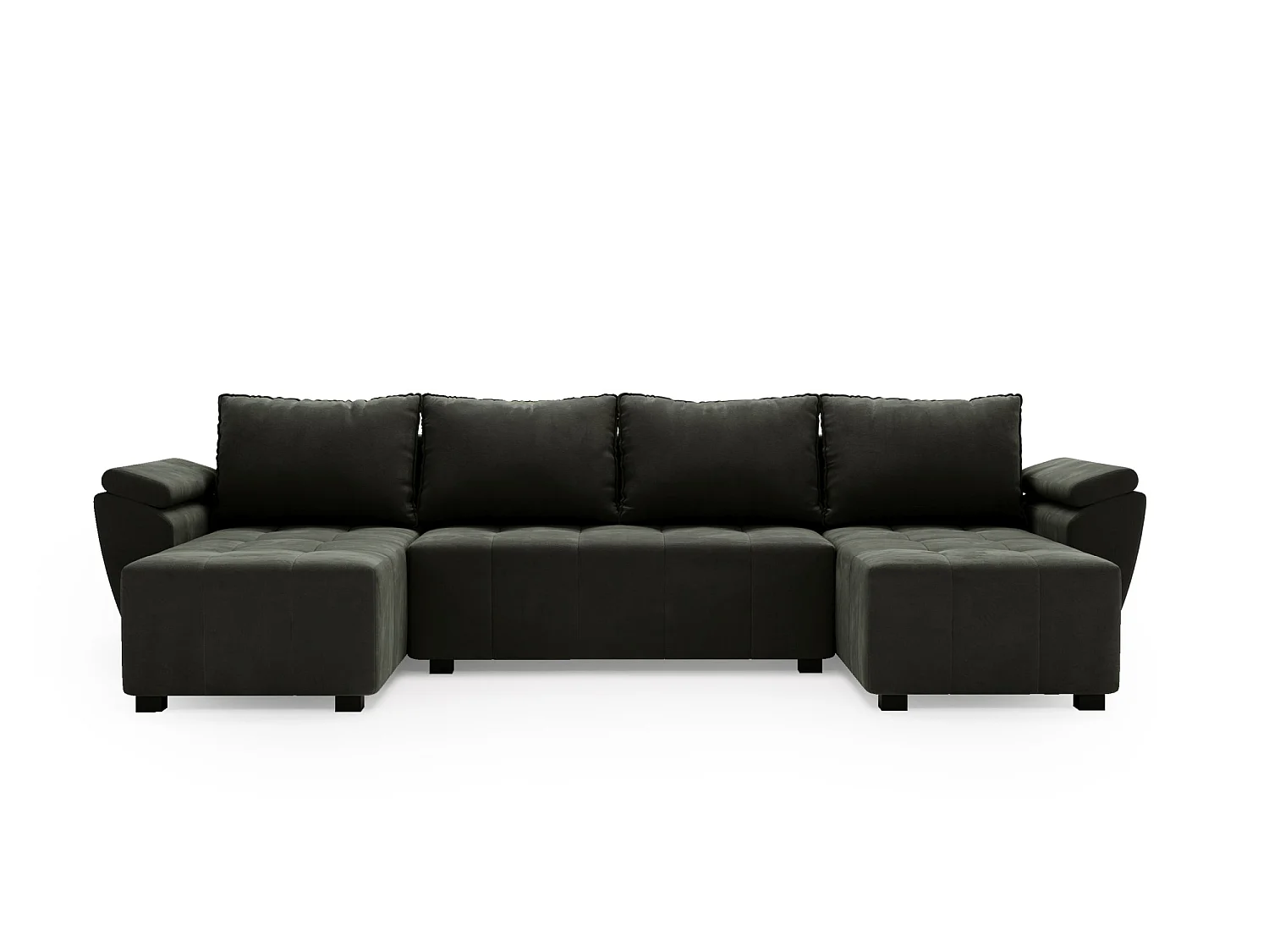 Canapé d'angle convertible 5 places en tissu gris foncé