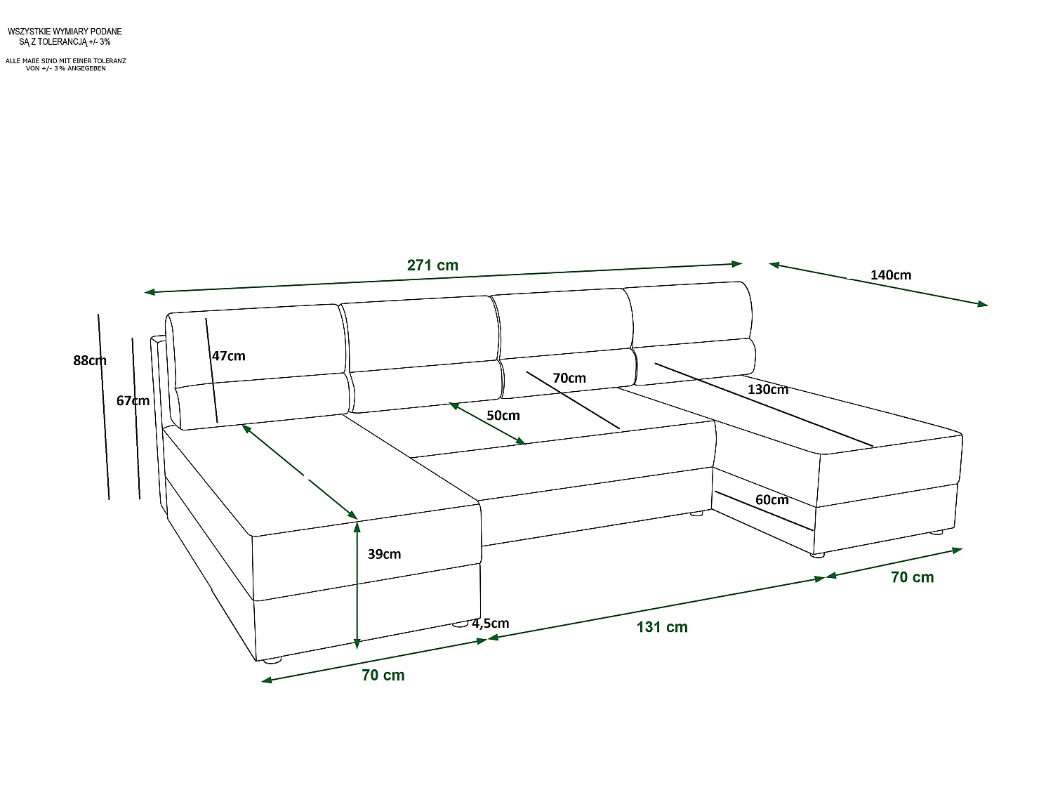 Canapé d'angle convertible 5 places en tissu gris foncé