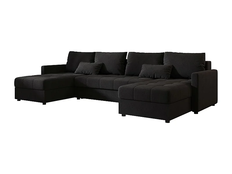 BEDANTE canapé d'angle MOS U BIS Cosmic 100 noir avec fonction de couchage canapé en U avec coffre de rangement