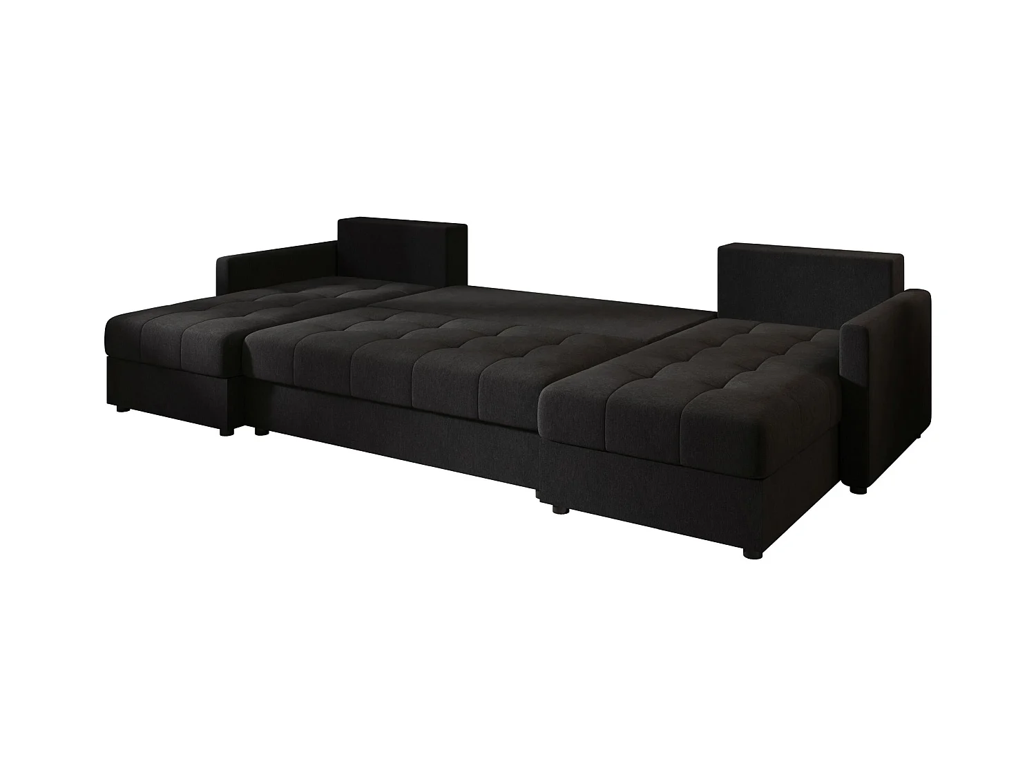 BEDANTE canapé d'angle MOS U BIS Cosmic 100 noir avec fonction de couchage canapé en U avec coffre de rangement