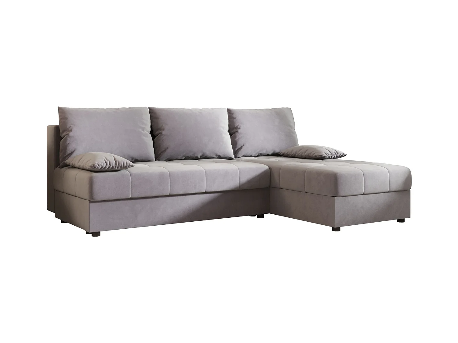 BEDANTE canapé d’angle MOS L Itaka 50 droite gris avec fonction de couchage canapé en forme de L avec coffre de rangement