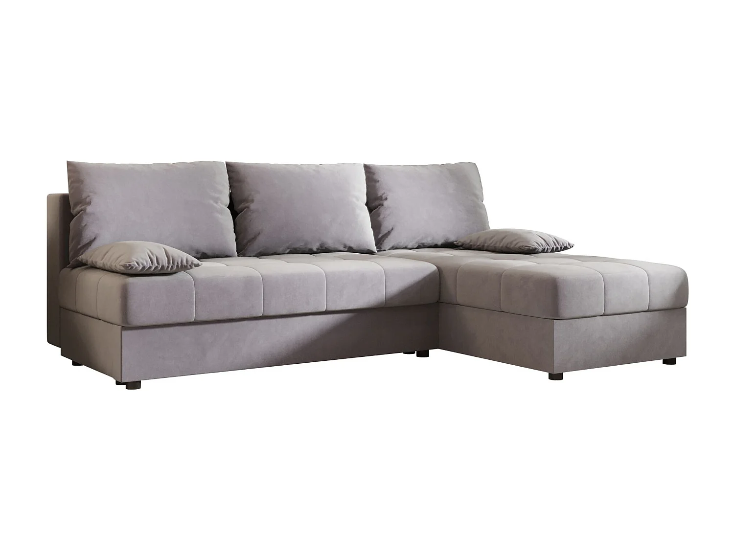 BEDANTE canapé d’angle MOS L Itaka 50 droite gris avec fonction de couchage canapé en forme de L avec coffre de rangement