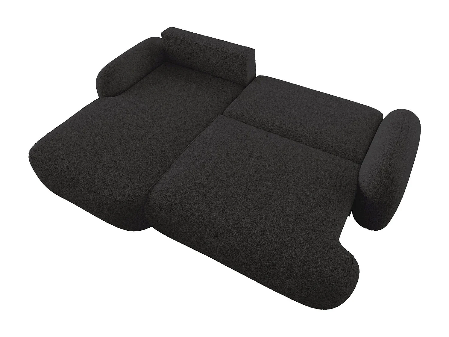 BEDANTE Canapé d’angle MOLLY L Gauche TERRA FROTTE 14 noir avec fonction lit en L avec coffre de rangement