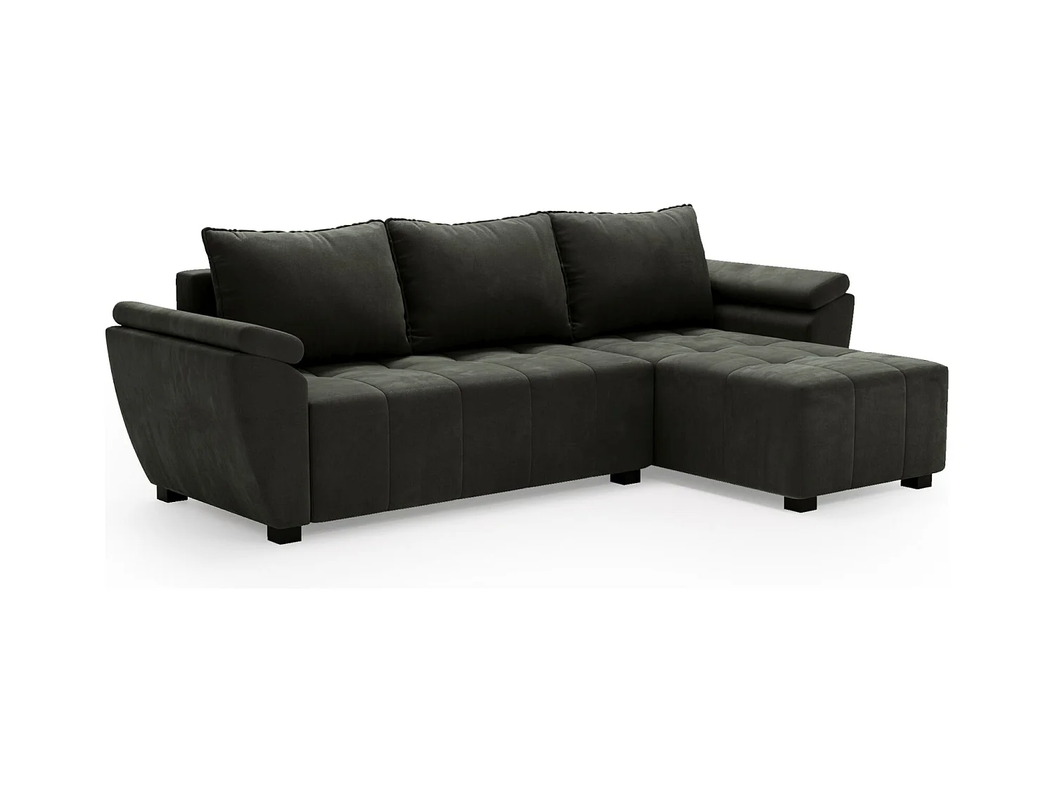 BEDANTE canapé d’angle ZEUS L Monolith 92 droit gris foncé avec fonction lit canapé en forme de L avec coffre de rangement canapé de salon canapé convertible