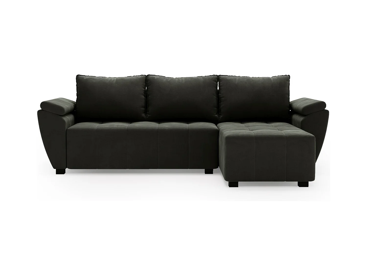 BEDANTE canapé d’angle ZEUS L Monolith 92 droit gris foncé avec fonction lit canapé en forme de L avec coffre de rangement canapé de salon canapé convertible