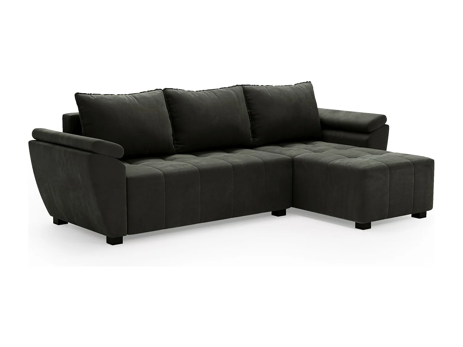 BEDANTE canapé d’angle ZEUS L Monolith 92 droit gris foncé avec fonction lit canapé en forme de L avec coffre de rangement canapé de salon canapé convertible