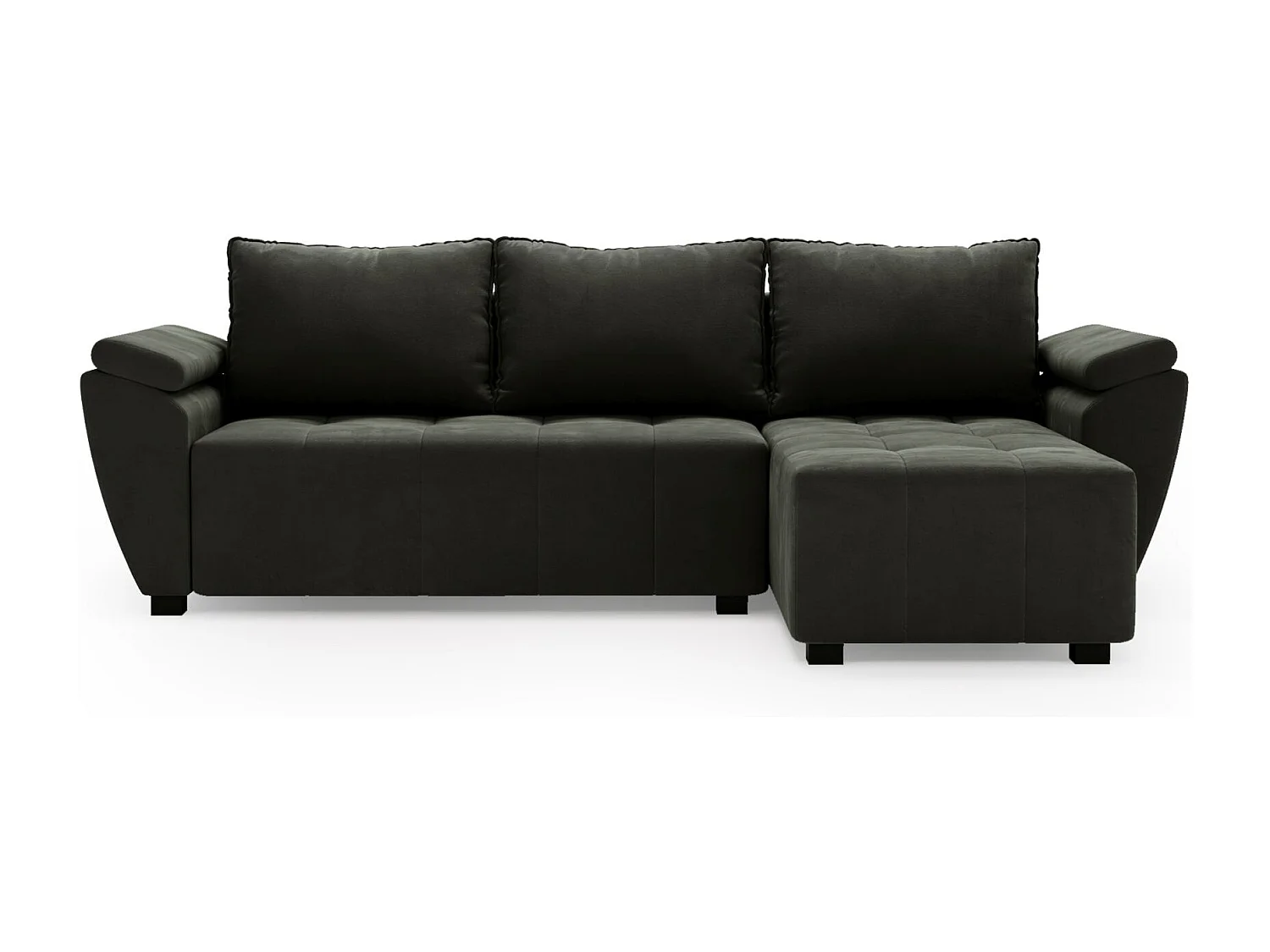 BEDANTE canapé d’angle ZEUS L Monolith 92 droit gris foncé avec fonction lit canapé en forme de L avec coffre de rangement canapé de salon canapé convertible