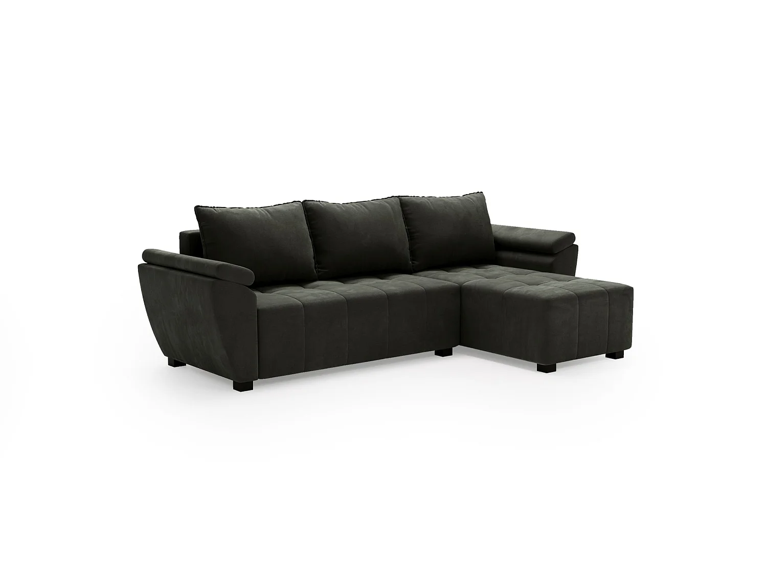 Canapé d'angle convertible 3 places en tissu gris foncé