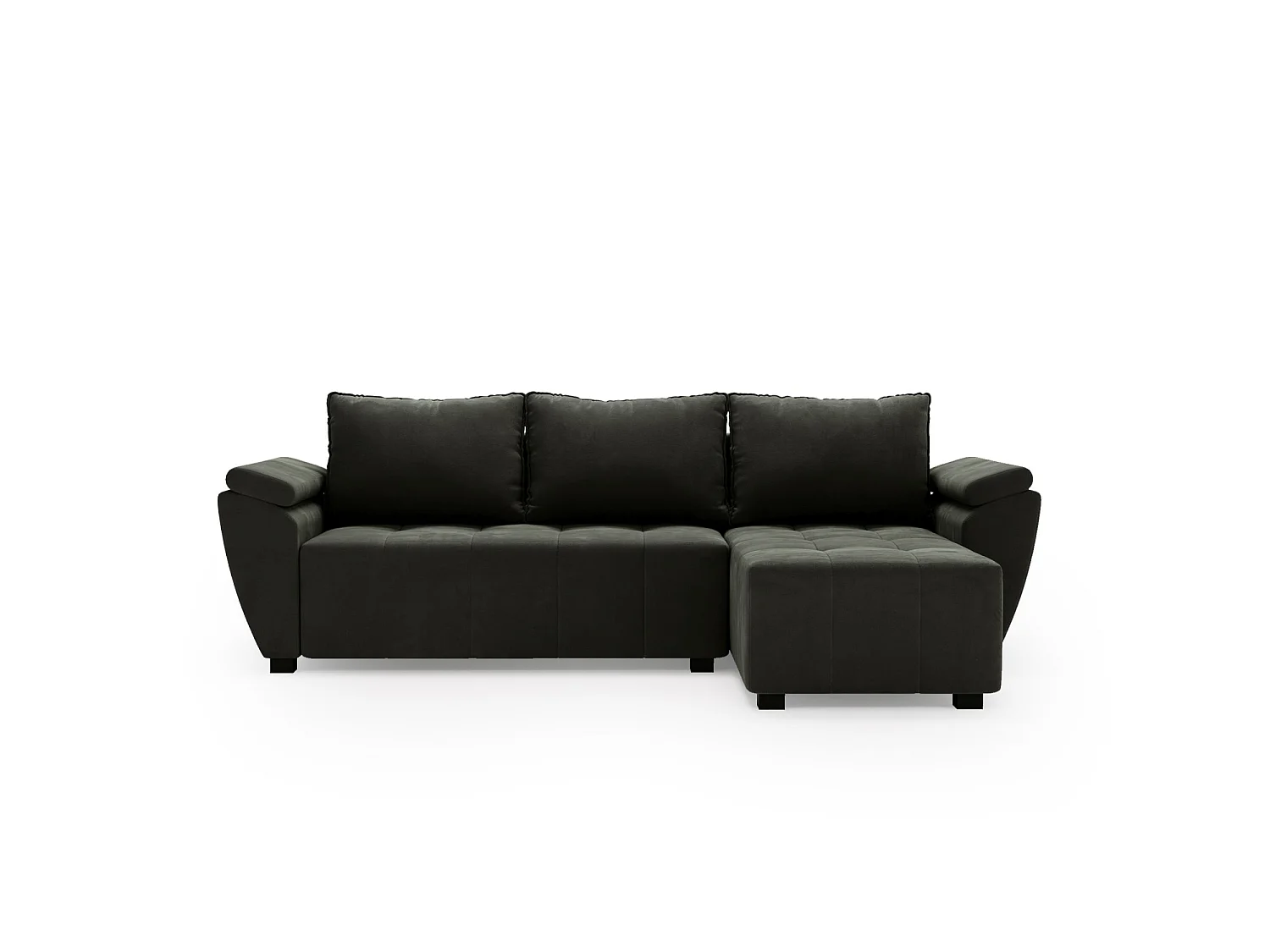 Canapé d'angle convertible 3 places en tissu gris foncé