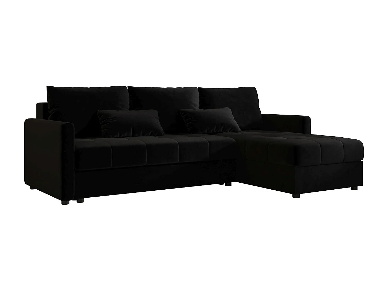 BEDANTE narożnik MOS L BIS Itaka 15 noir droite avec fonction de lit canapé en L avec coffre de rangement canapé de salon, canapé convertible