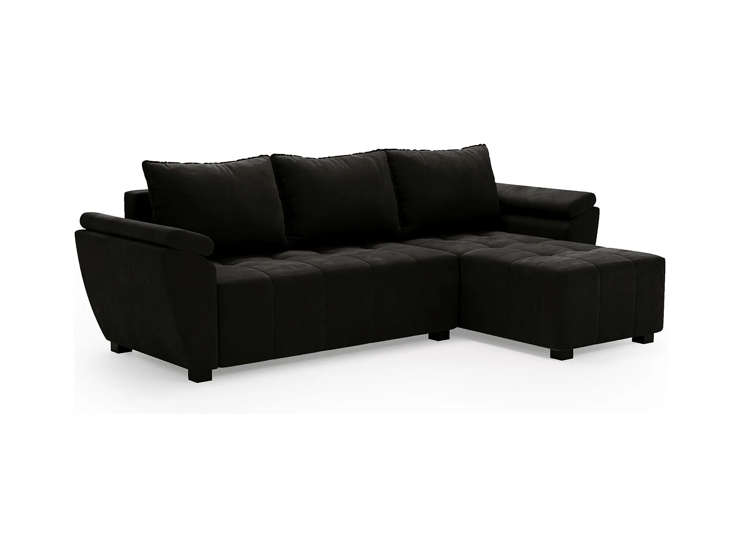 BEDANTE Ecksofa ZEUS L Monolith 97 Rechts Schwarz mit Schlaffunktion L-Form Sofa mit Stauraum Bettkasten Wohnzimmersofa Couch Sofa Bettsofa Bettkasten Bettcouch