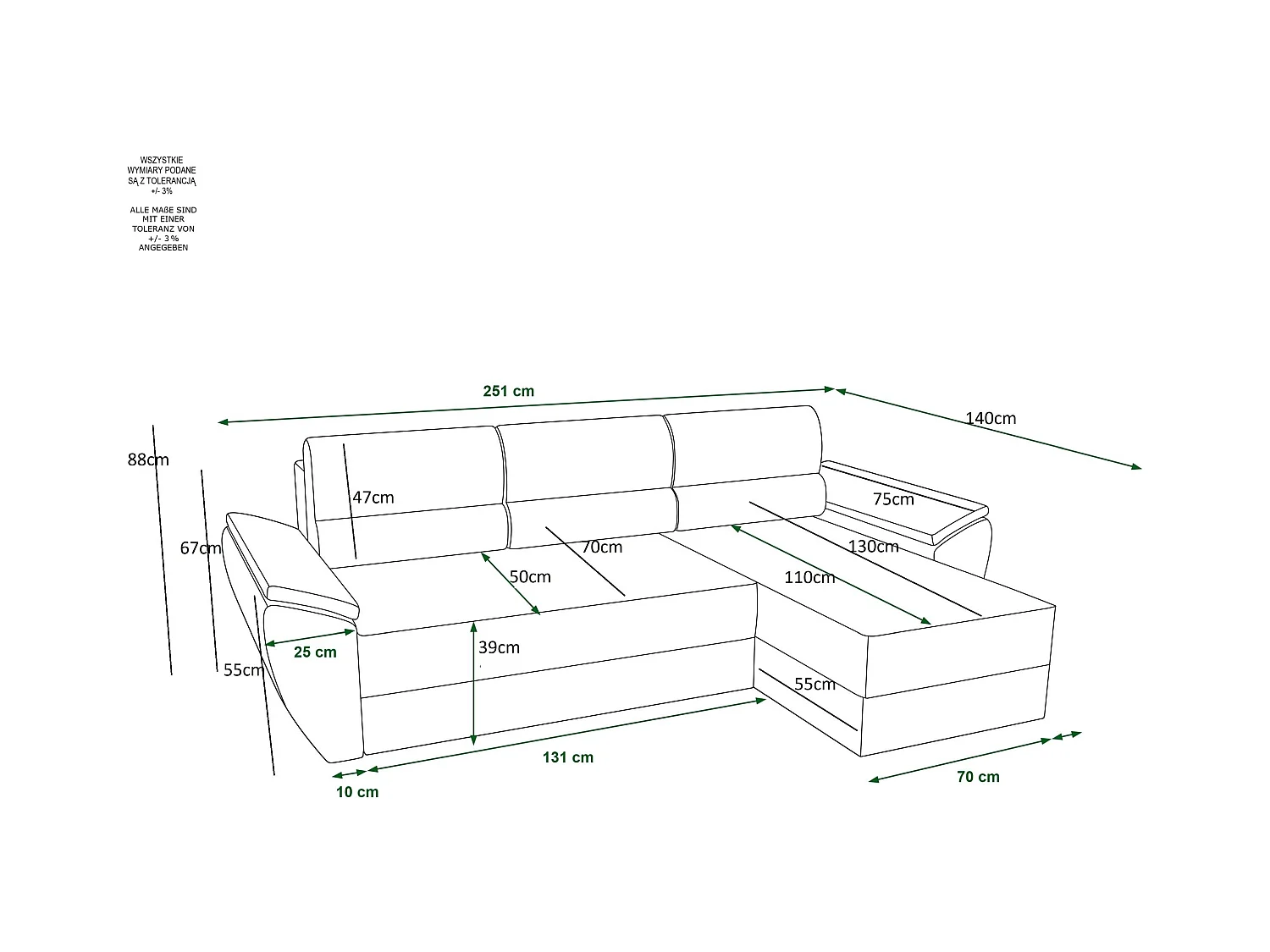 BEDANTE Ecksofa ZEUS L Monolith 97 Rechts Schwarz mit Schlaffunktion L-Form Sofa mit Stauraum Bettkasten Wohnzimmersofa Couch Sofa Bettsofa Bettkasten Bettcouch