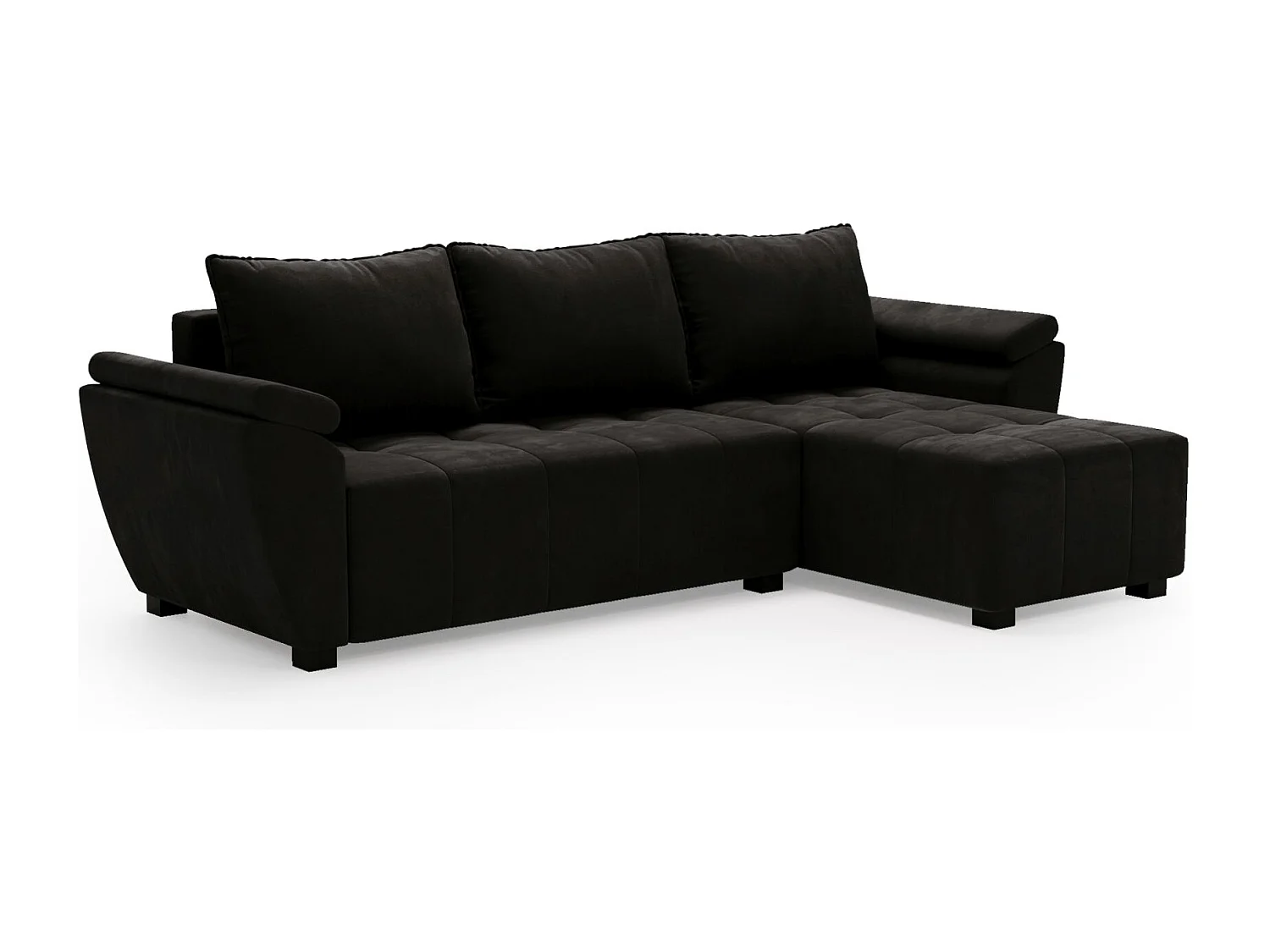 BEDANTE canapé d’angle ZEUS L Monolith 97 droit noir avec fonction lit canapé en forme de L avec coffre de rangement canapé de salon canapé convertible