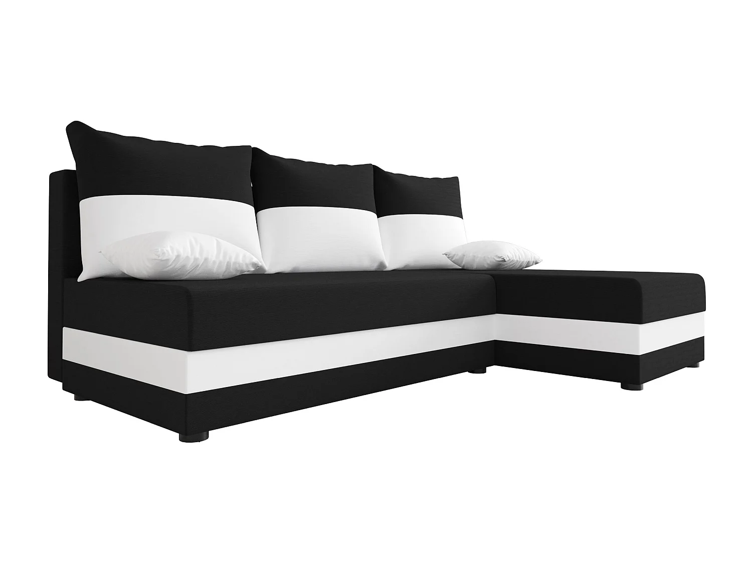 BEDANTE hoekbank HEWLET L Rainbow 15+31 rechts zwart/wit met slaapfunctie L-vormige bank met opbergruimte bedbox woonkamerbank bank bank slaapbank bedbox slaapbank