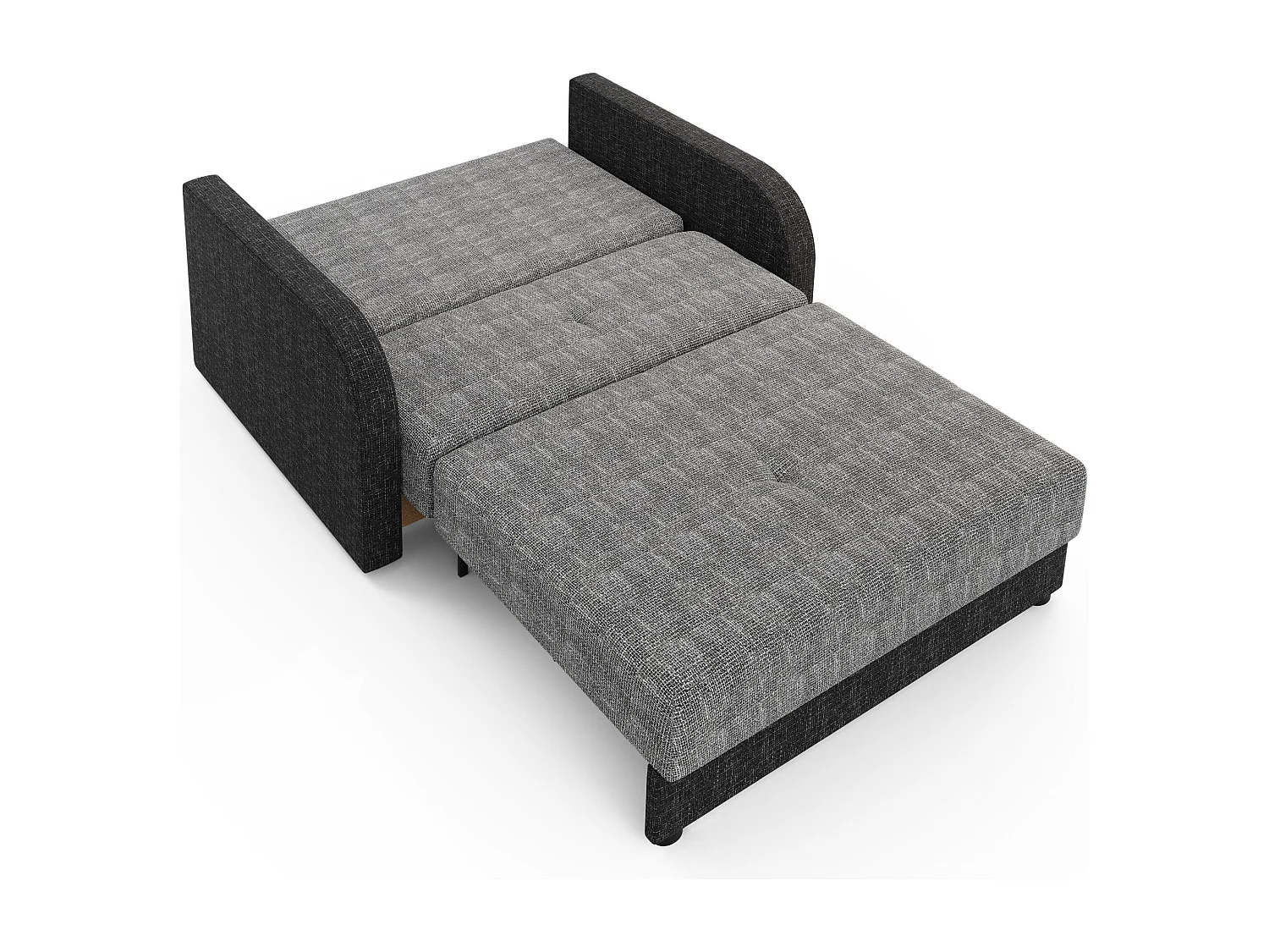 BEDANTE SOFA TWICE 120 mit Schlaffunktion KORNET 02+10 Grau/Schwarz mit Stauraum Bettkasten Wohnzimmersofa Couch Sofa Bettsofa Bettkasten Bettcouch