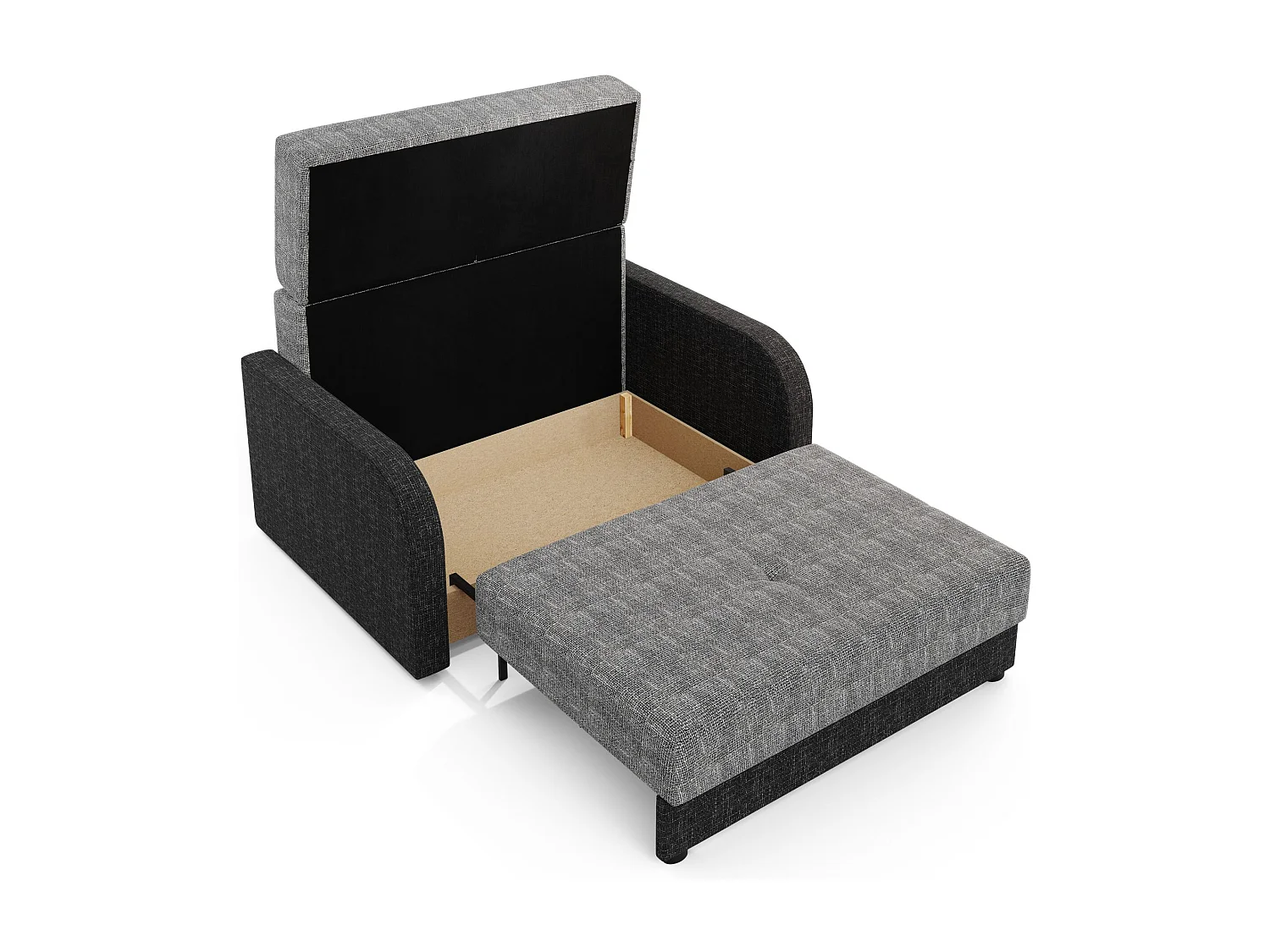 BEDANTE SOFA TWICE 120 mit Schlaffunktion KORNET 02+10 Grau/Schwarz mit Stauraum Bettkasten Wohnzimmersofa Couch Sofa Bettsofa Bettkasten Bettcouch