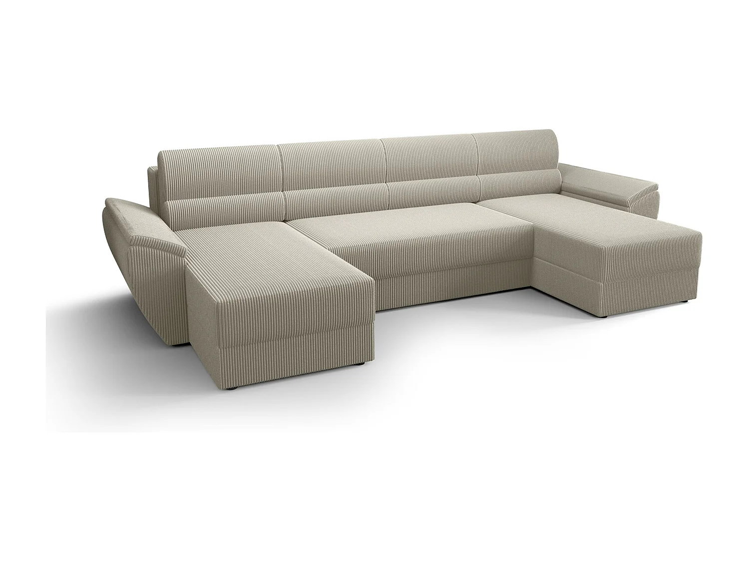 BEDANTE canapé d’angle REBIU2 Poso 100 beige avec fonction de couchage canapé en U avec espace de rangement