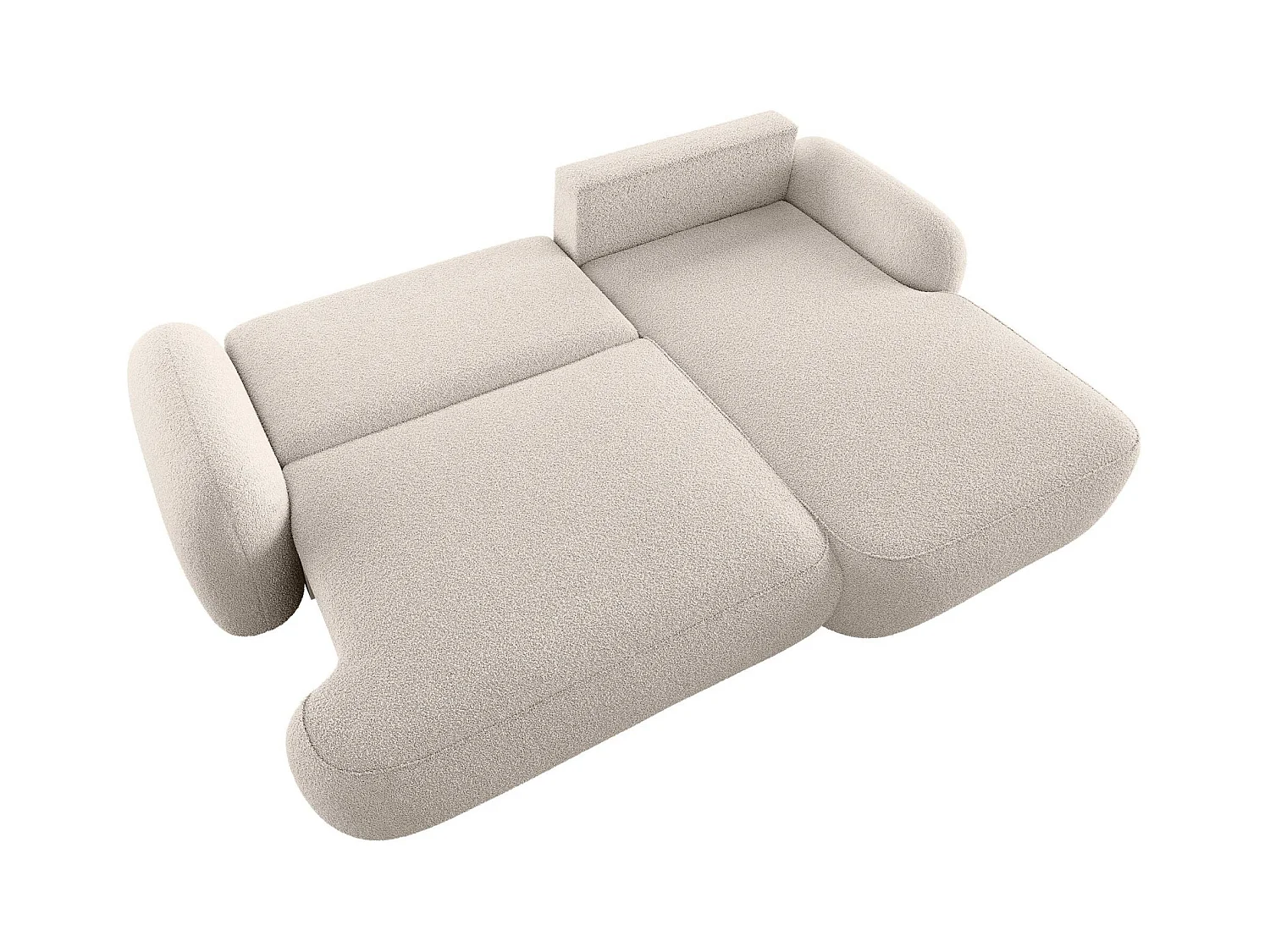 BEDANTE Canapé d’angle MOLLY L Droit TERRA FROTTE 03 beige avec fonction lit en L avec coffre de rangement
