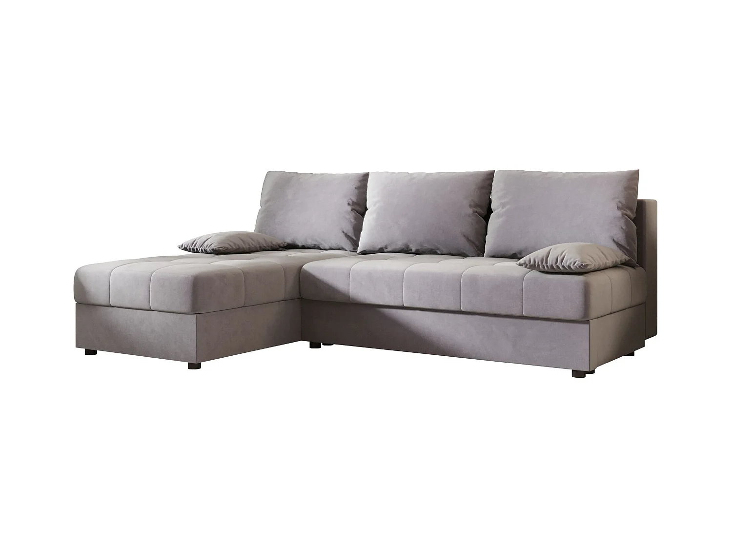 BEDANTE canapé d’angle MOS L Itaka 50 gauche gris avec fonction de couchage canapé en forme de L avec coffre de rangement