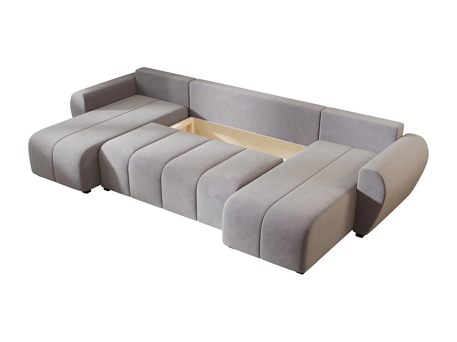 Canapé d'angle BEDANTE MOLISA U itaka 50 noir avec fonction couchage Canapé d'angle en forme de U avec espace de rangement Coffre à literie