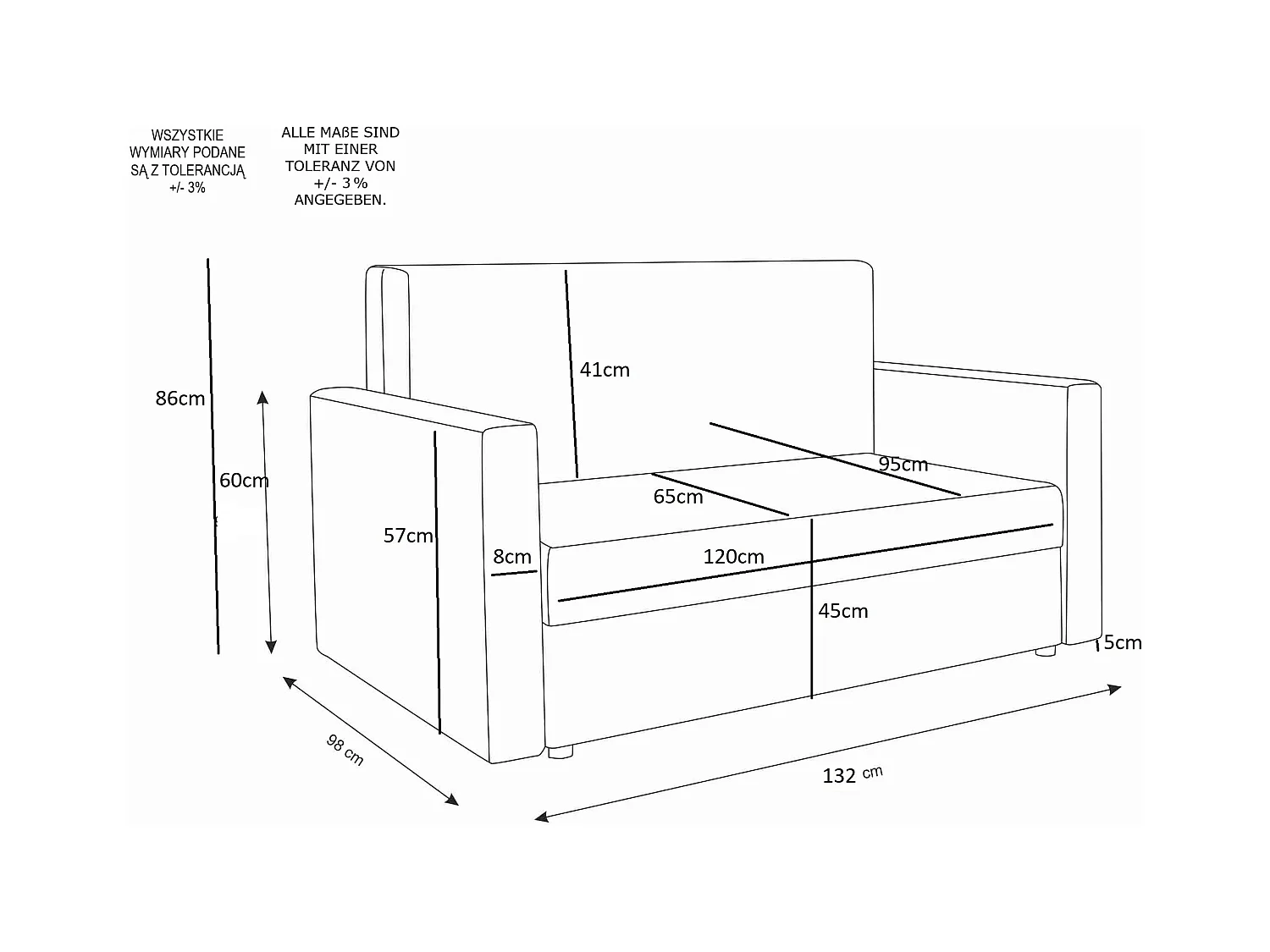 BEDANTE canapé TWICE 120 avec fonction de couchage KORNET 18+10 gris/noir