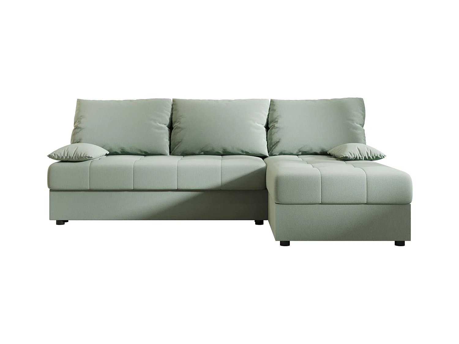 BEDANTE Canapé d’angle MOS L Cosmic 16 Vert clair Droite avec fonction lit, canapé en L avec coffre de rangement, canapé-lit, canapé convertible