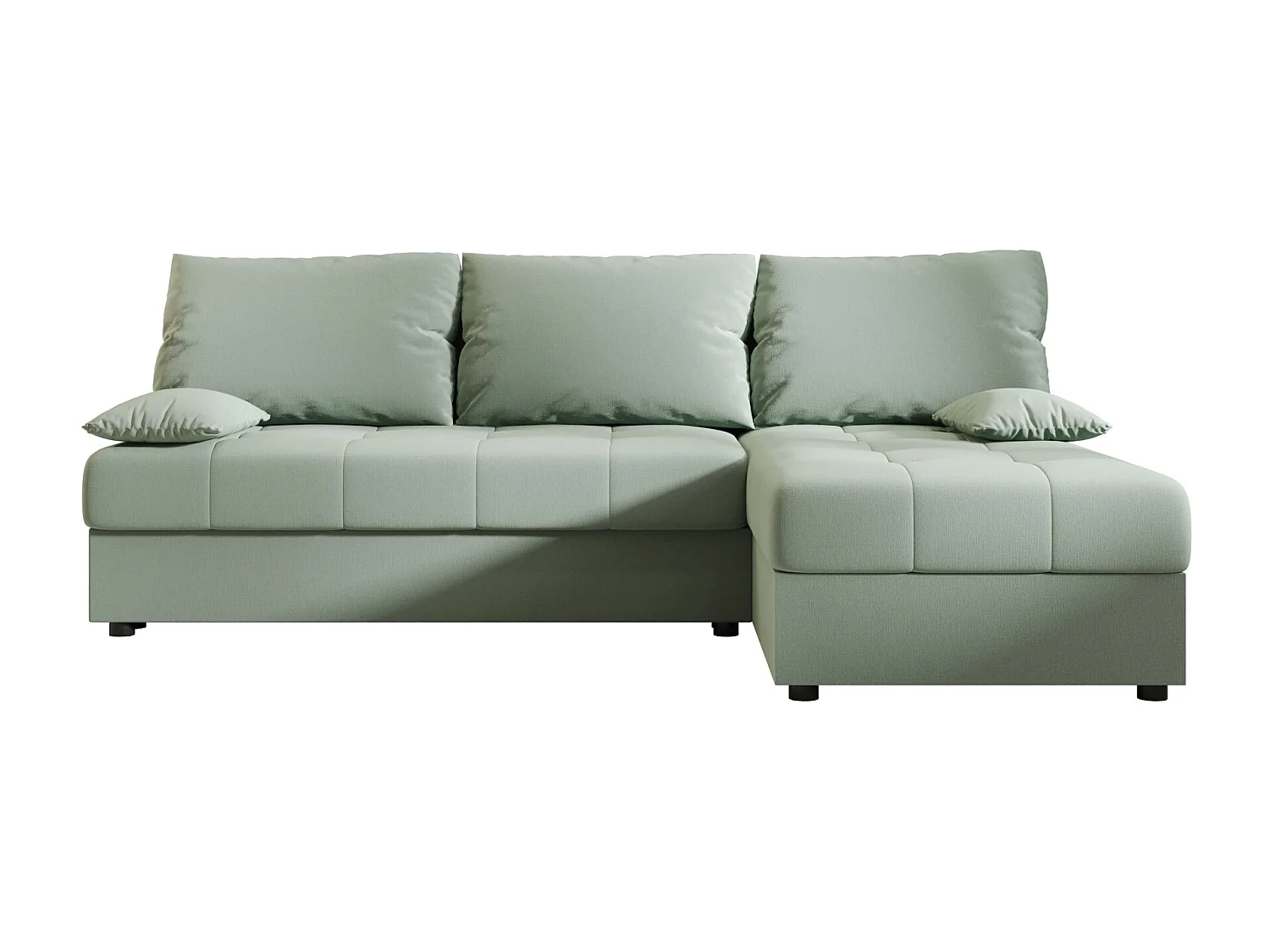 BEDANTE Canapé d’angle MOS L Cosmic 16 Vert clair Droite avec fonction lit, canapé en L avec coffre de rangement, canapé-lit, canapé convertible