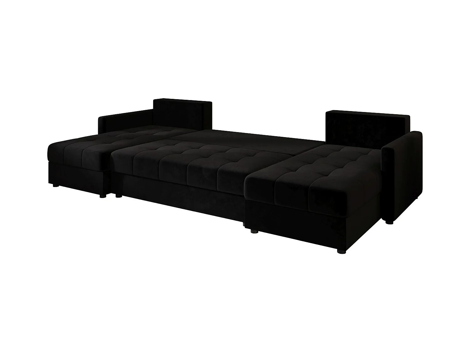 BEDANTE canapé d'angle MOS U BIS Itaka 15 noir avec fonction de couchage canapé en U avec coffre de rangement canapé de salon canapé convertible coffre de rangement