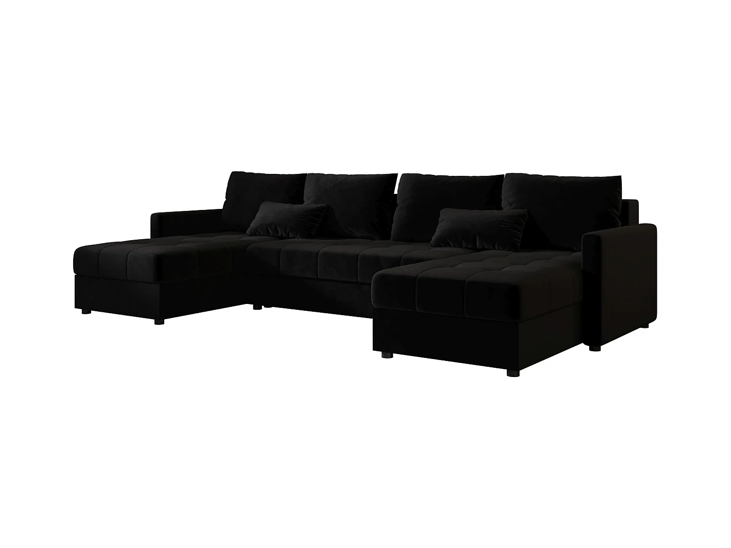 BEDANTE canapé d'angle MOS U BIS Itaka 15 noir avec fonction de couchage canapé en U avec coffre de rangement canapé de salon canapé convertible coffre de rangement