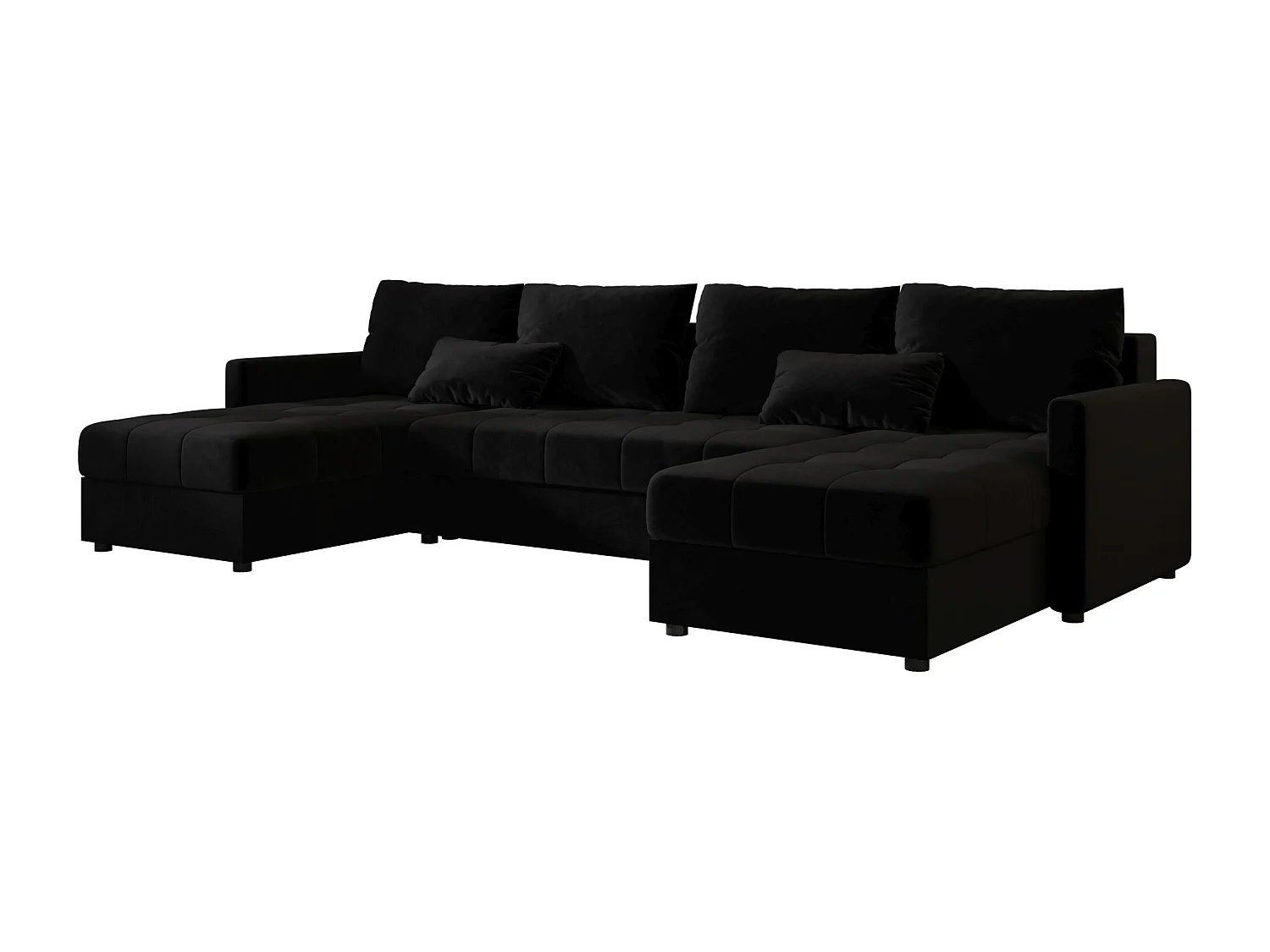 BEDANTE canapé d'angle MOS U BIS Itaka 15 noir avec fonction de couchage canapé en U avec coffre de rangement canapé de salon canapé convertible coffre de rangement