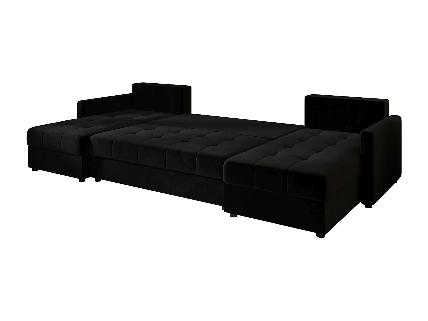 BEDANTE canapé d'angle MOS U BIS Itaka 15 noir avec fonction de couchage canapé en U avec coffre de rangement canapé de salon canapé convertible coffre de rangement