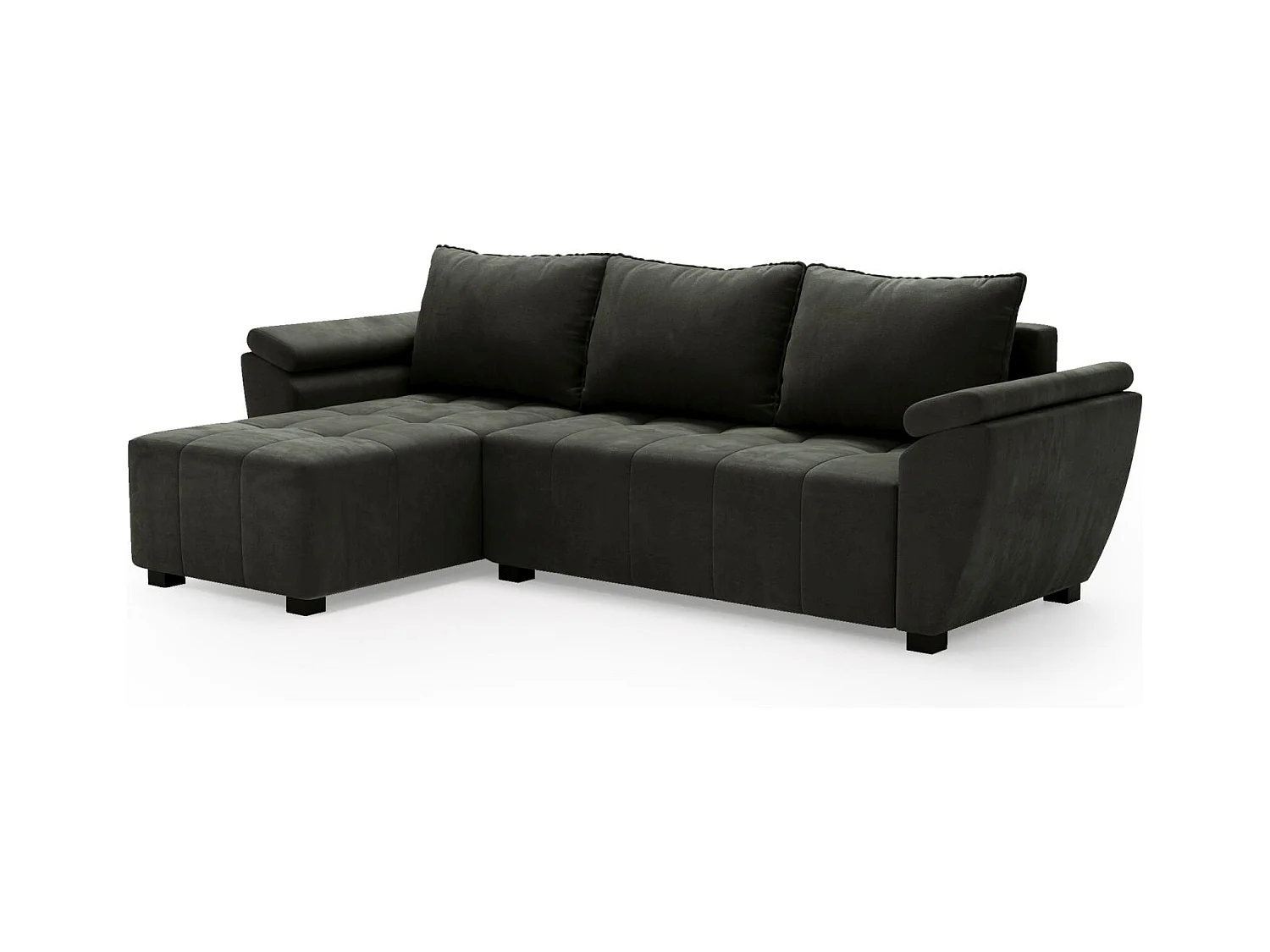 BEDANTE canapé d’angle ZEUS L Monolith 92 gauche gris foncé avec fonction lit canapé en forme de L avec coffre de rangement canapé de salon canapé convertible