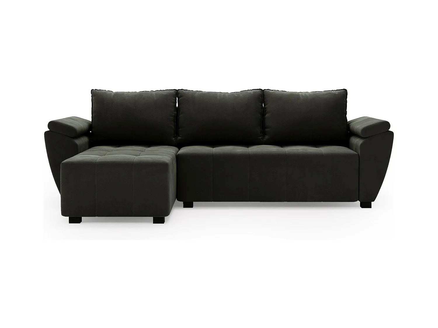 BEDANTE canapé d’angle ZEUS L Monolith 92 gauche gris foncé avec fonction lit canapé en forme de L avec coffre de rangement canapé de salon canapé convertible