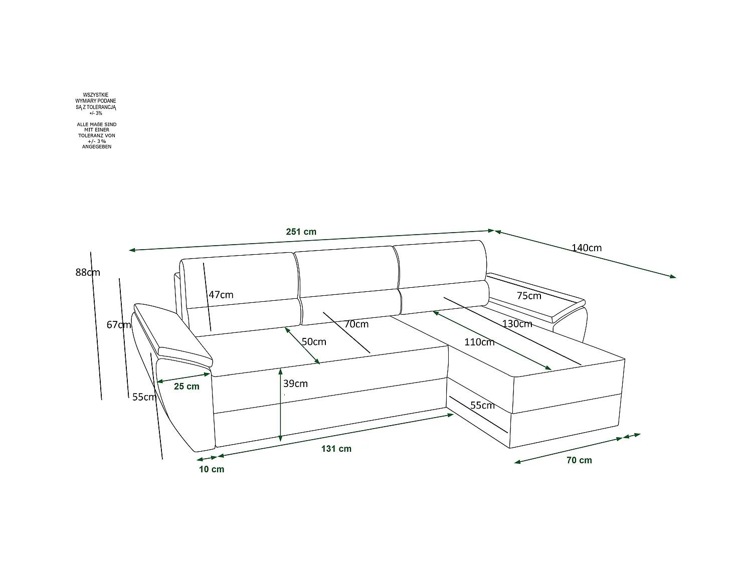BEDANTE canapé d’angle ZEUS L Monolith 92 gauche gris foncé avec fonction lit canapé en forme de L avec coffre de rangement canapé de salon canapé convertible