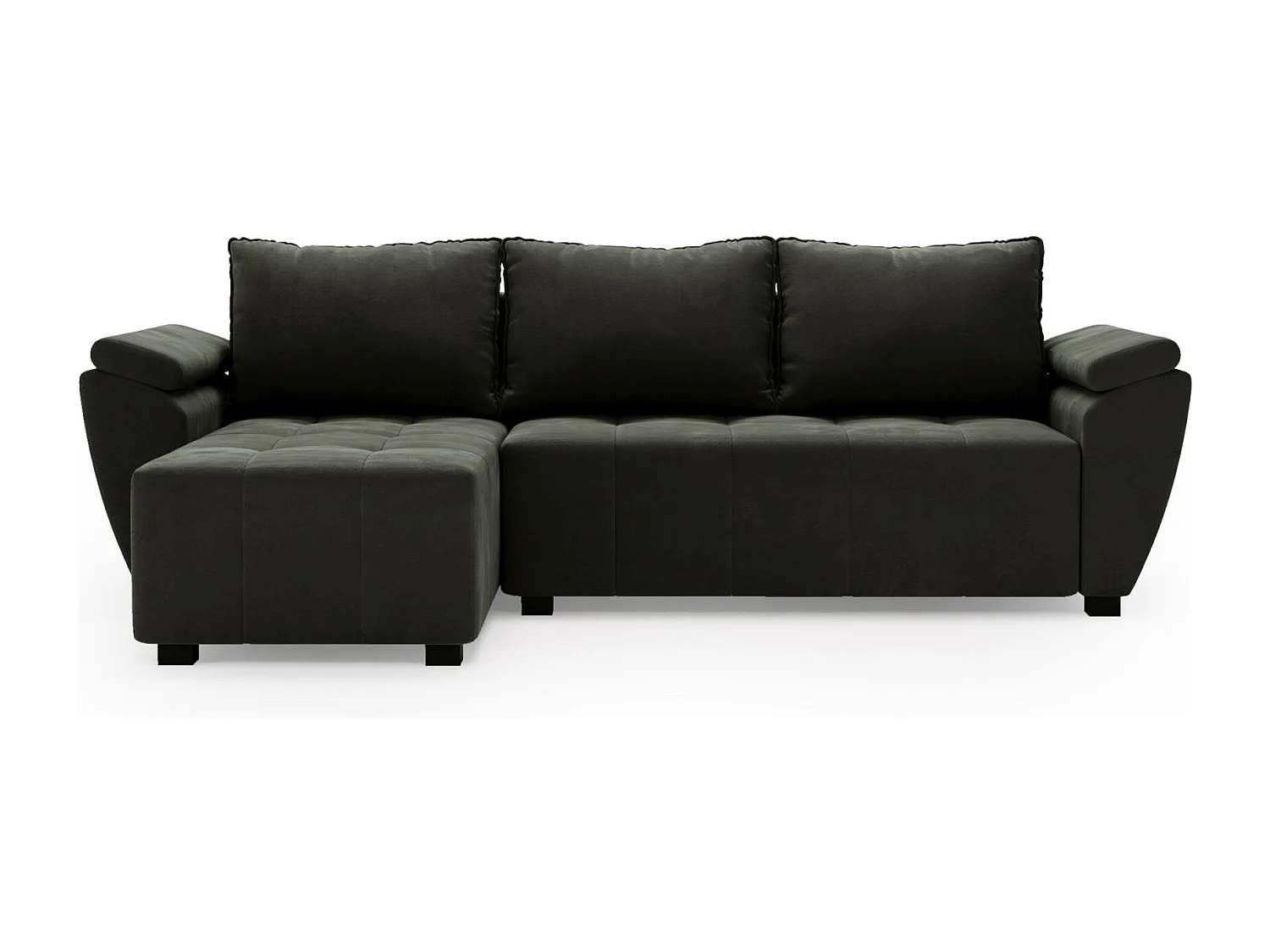 BEDANTE canapé d’angle ZEUS L Monolith 92 gauche gris foncé avec fonction lit canapé en forme de L avec coffre de rangement canapé de salon canapé convertible