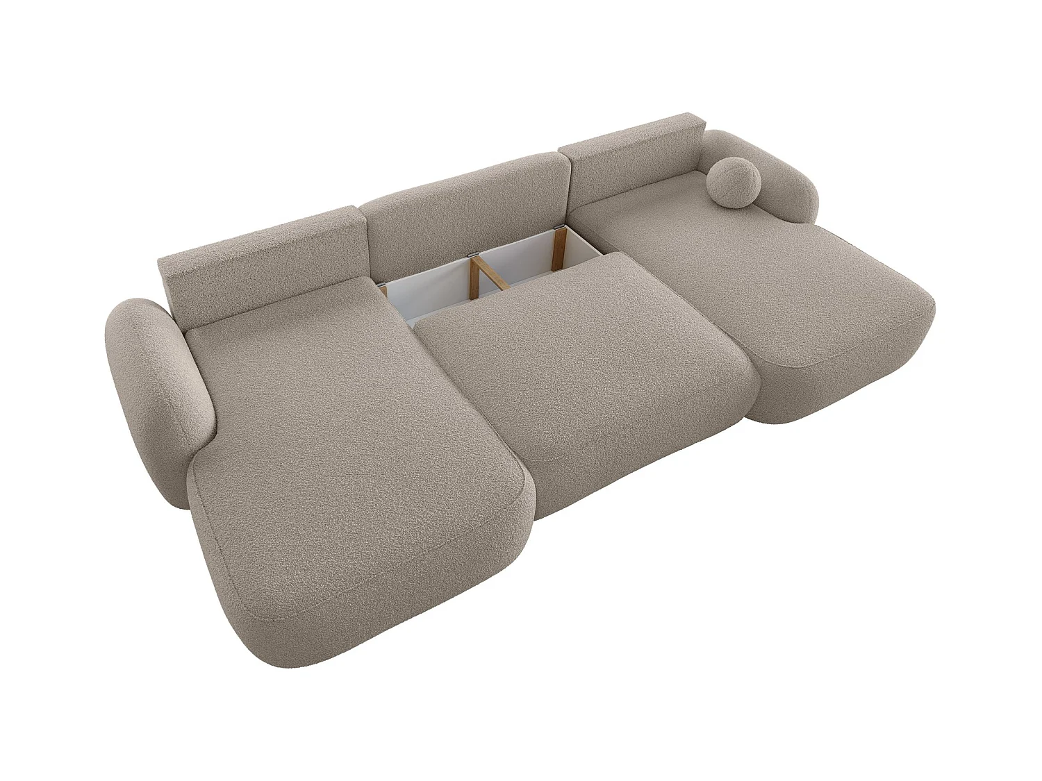 BEDANTE Canapé d’angle en U MOLLY U TERRA FROTTE 03 beige avec fonction lit avec coffre de rangement