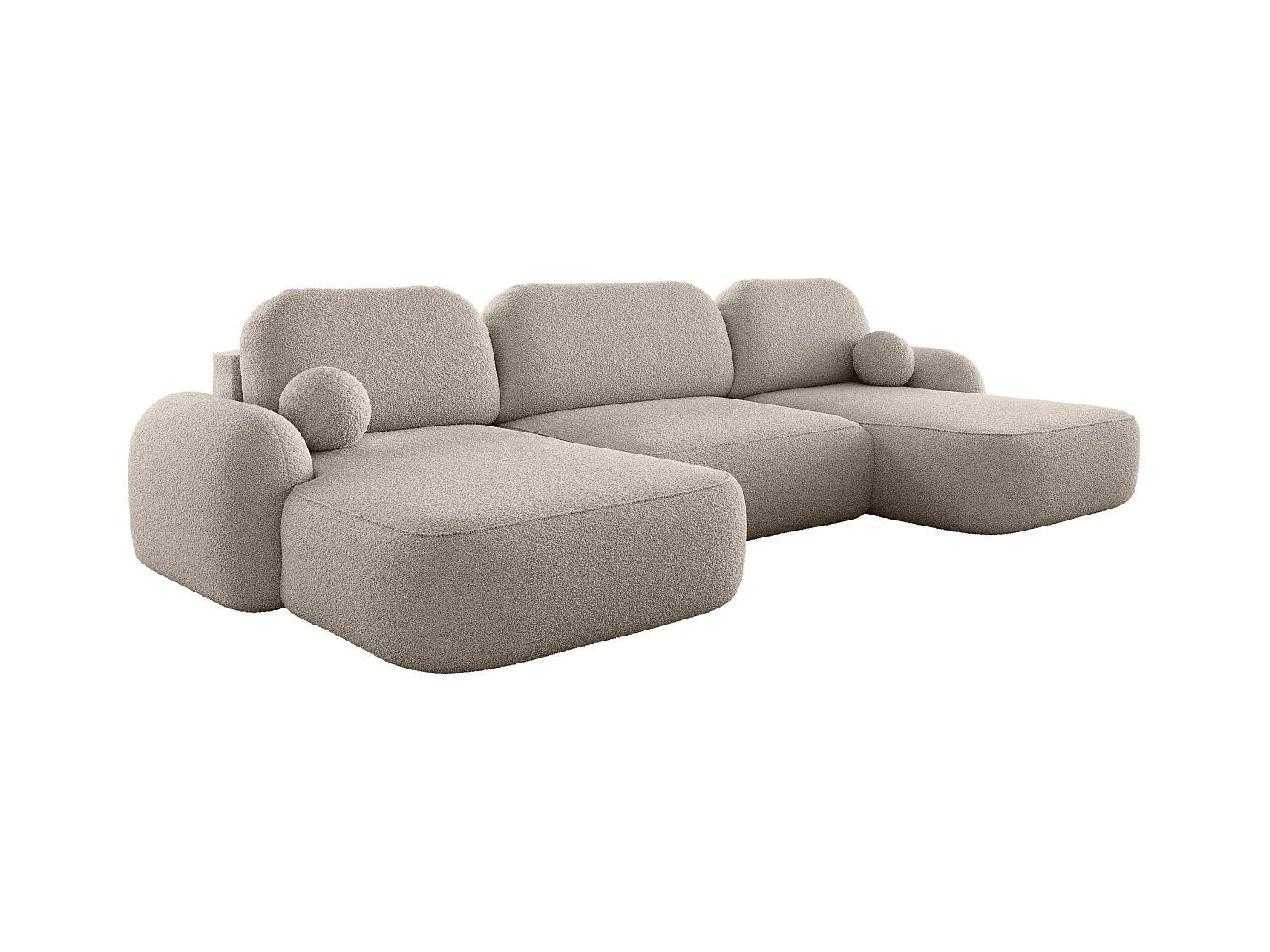 BEDANTE WOHNLANDSCHAFT MOLLY U TERRA FROTTE 03 Beige mit Schlaffunktion U-Form Sofa mit Stauraum Bettkasten Wohnzimmersofa Couch Sofa Bettsofa Bettkasten Bettcouch