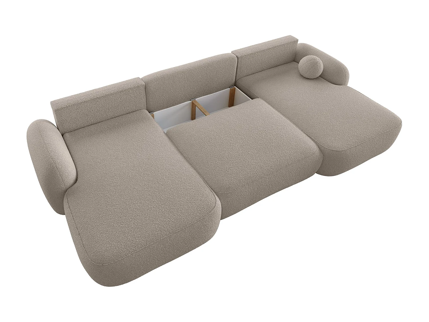 BEDANTE Canapé d’angle en U MOLLY U TERRA FROTTE 03 beige avec fonction lit avec coffre de rangement