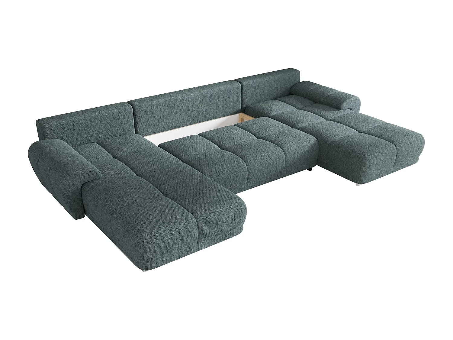 BEDANTE canapé d'angle BEGA U Links ARAGON 75 bleu avec fonction de couchage canapé en forme de U avec coffre de rangement