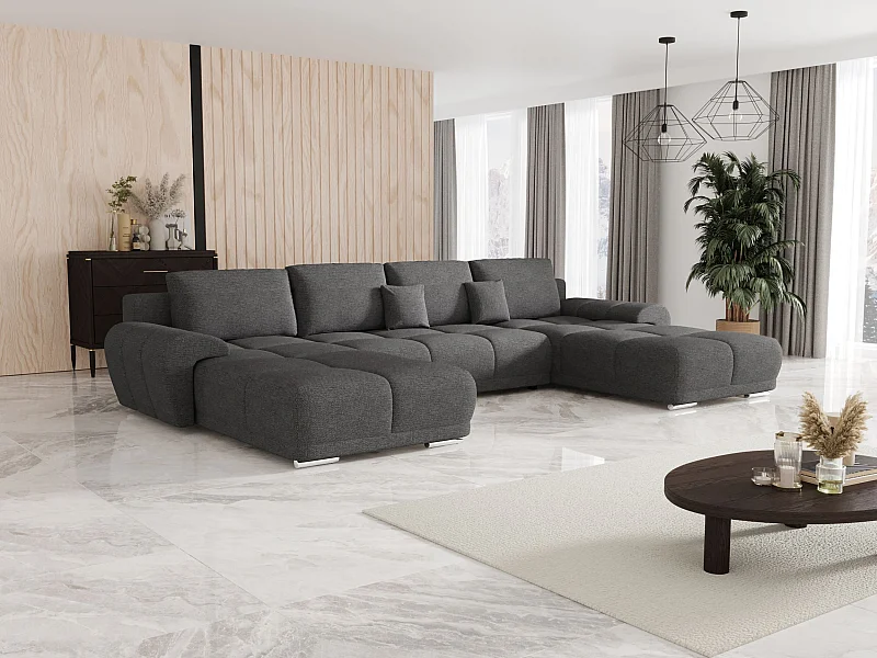 BEDANTE narożnik BEGA U ARAGON 93 szary z funkcją spania sofa w kształcie litery U z pojemnikiem na pościel sofa do salonu kanapa sofa sofa rozkładana