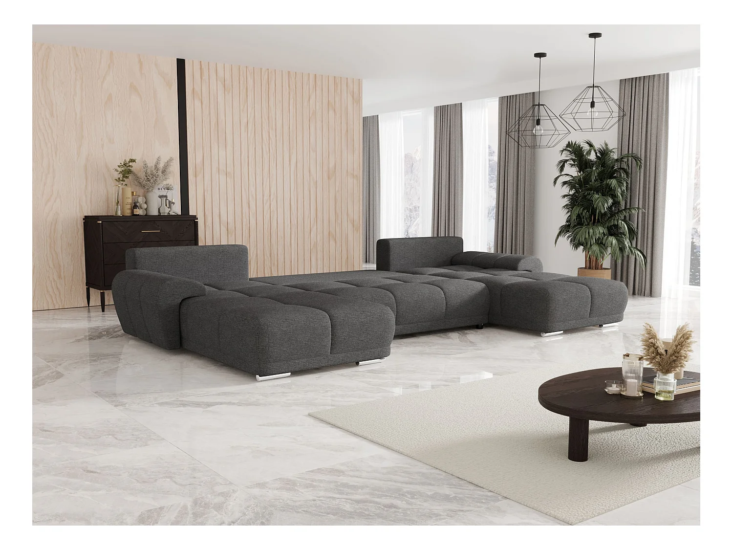 BEDANTE narożnik BEGA U ARAGON 93 szary z funkcją spania sofa w kształcie litery U z pojemnikiem na pościel sofa do salonu kanapa sofa sofa rozkładana