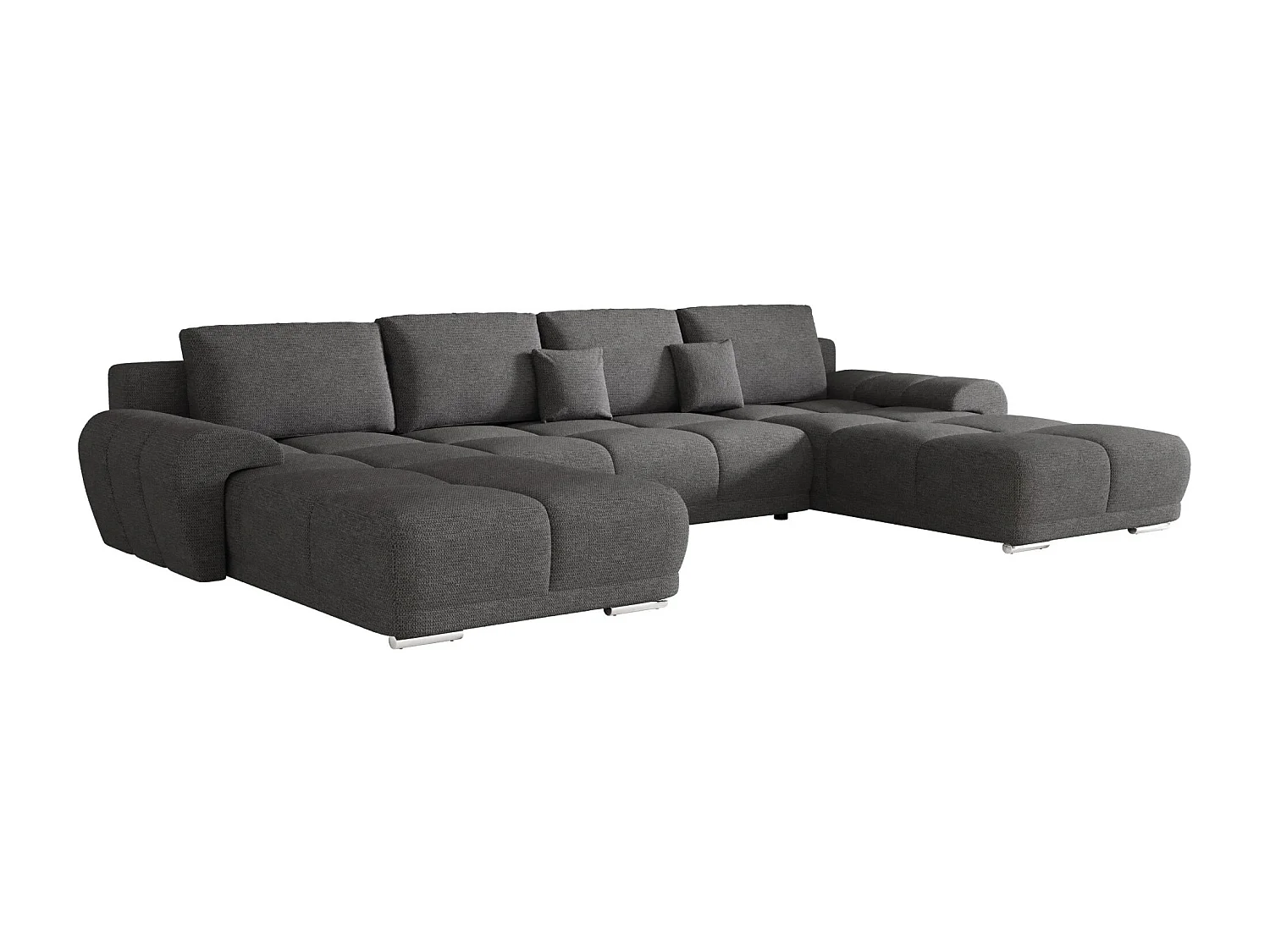 BEDANTE Ecksofa BEGA U Links ARAGON 93 Grau mit Schlaffunktion U-Form Sofa mit Stauraum Bettkasten Wohnzimmersofa Couch Sofa Bettsofa Bettkasten Bettcouch