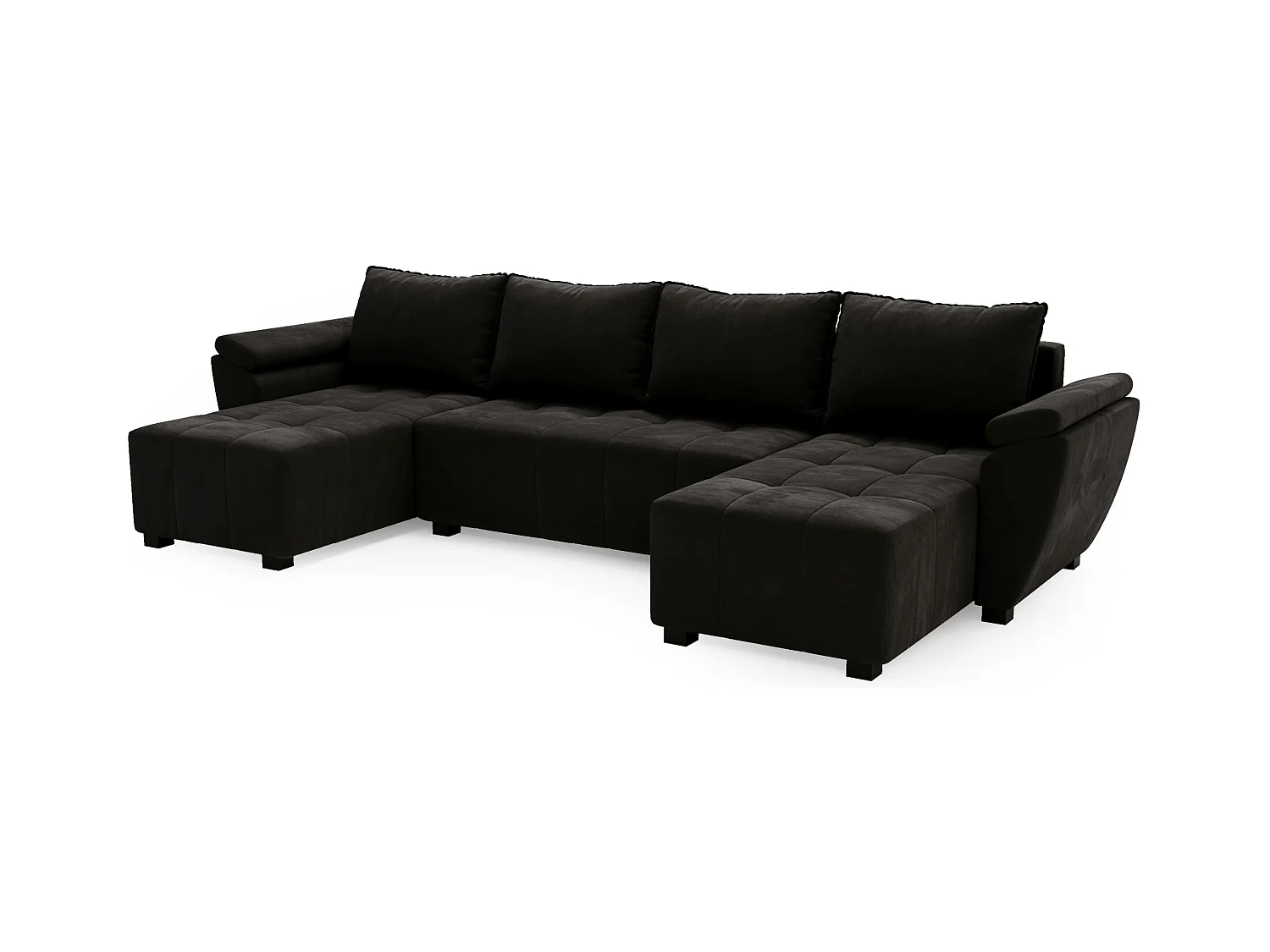 BEDANTE canapé d’angle ZEUS U Monolith 97 noir avec fonction lit canapé en forme de U avec coffre de rangement canapé de salon canapé convertible