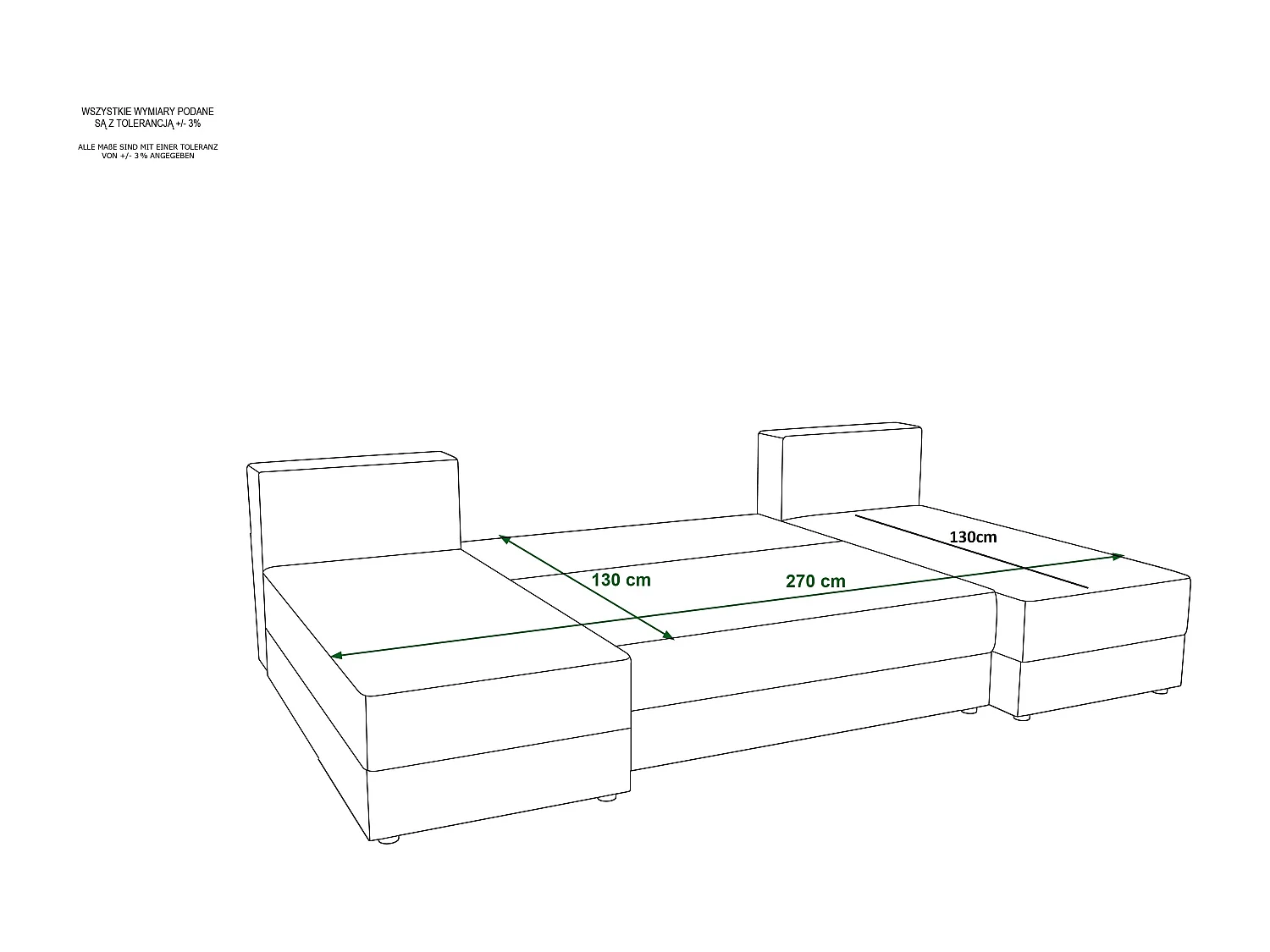 BEDANTE canapé d’angle ZEUS U Monolith 97 noir avec fonction lit canapé en forme de U avec coffre de rangement canapé de salon canapé convertible