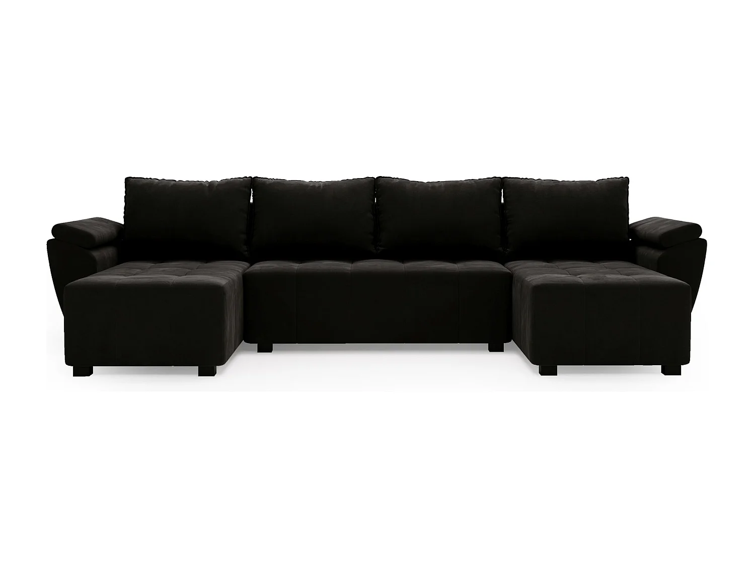 BEDANTE canapé d’angle ZEUS U Monolith 97 noir avec fonction lit canapé en forme de U avec coffre de rangement canapé de salon canapé convertible