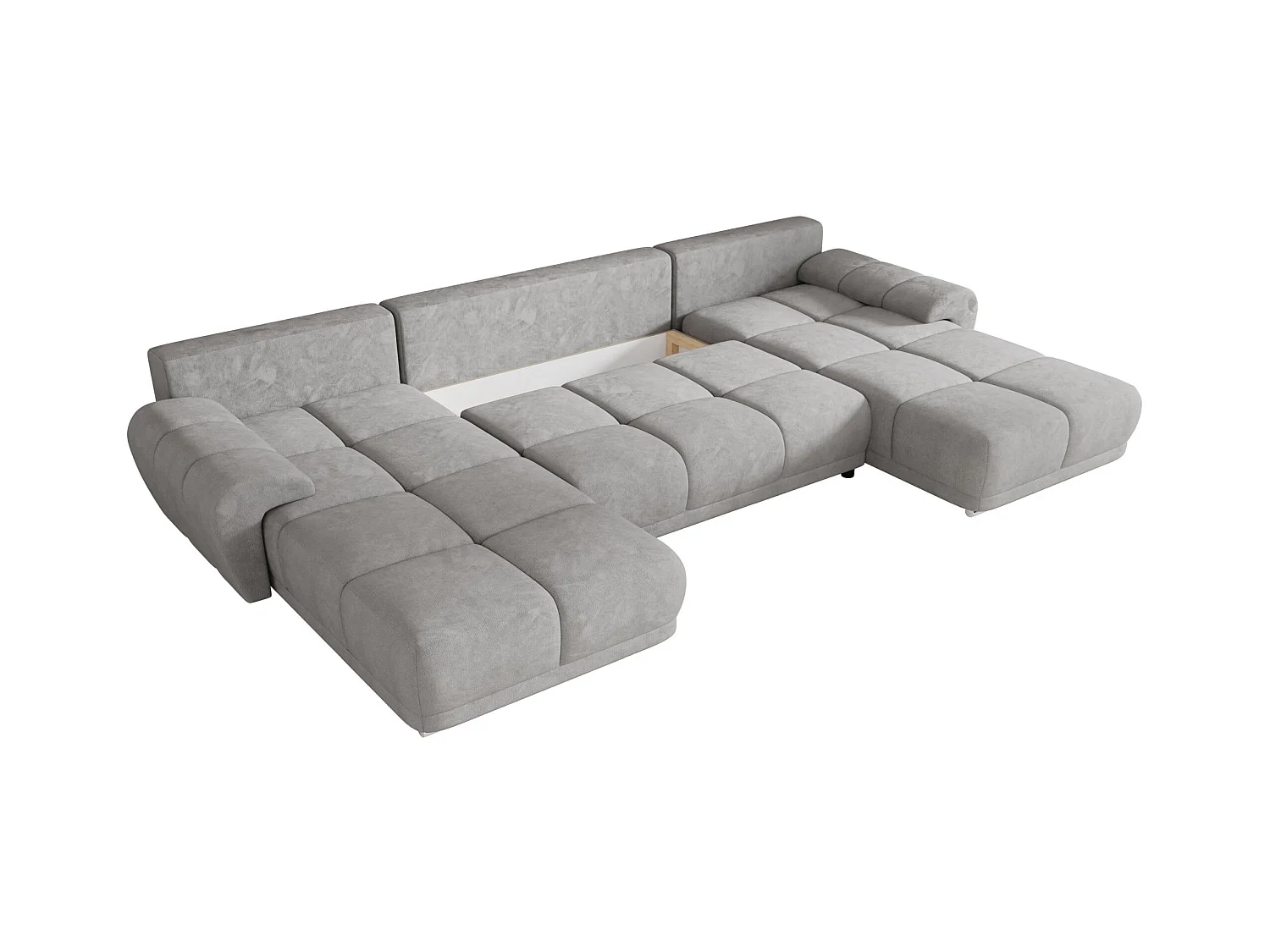BEDANTE canapé d'angle BEGA U Links TENDER WAY 80 gris avec fonction de couchage canapé en forme de U avec coffre de rangement